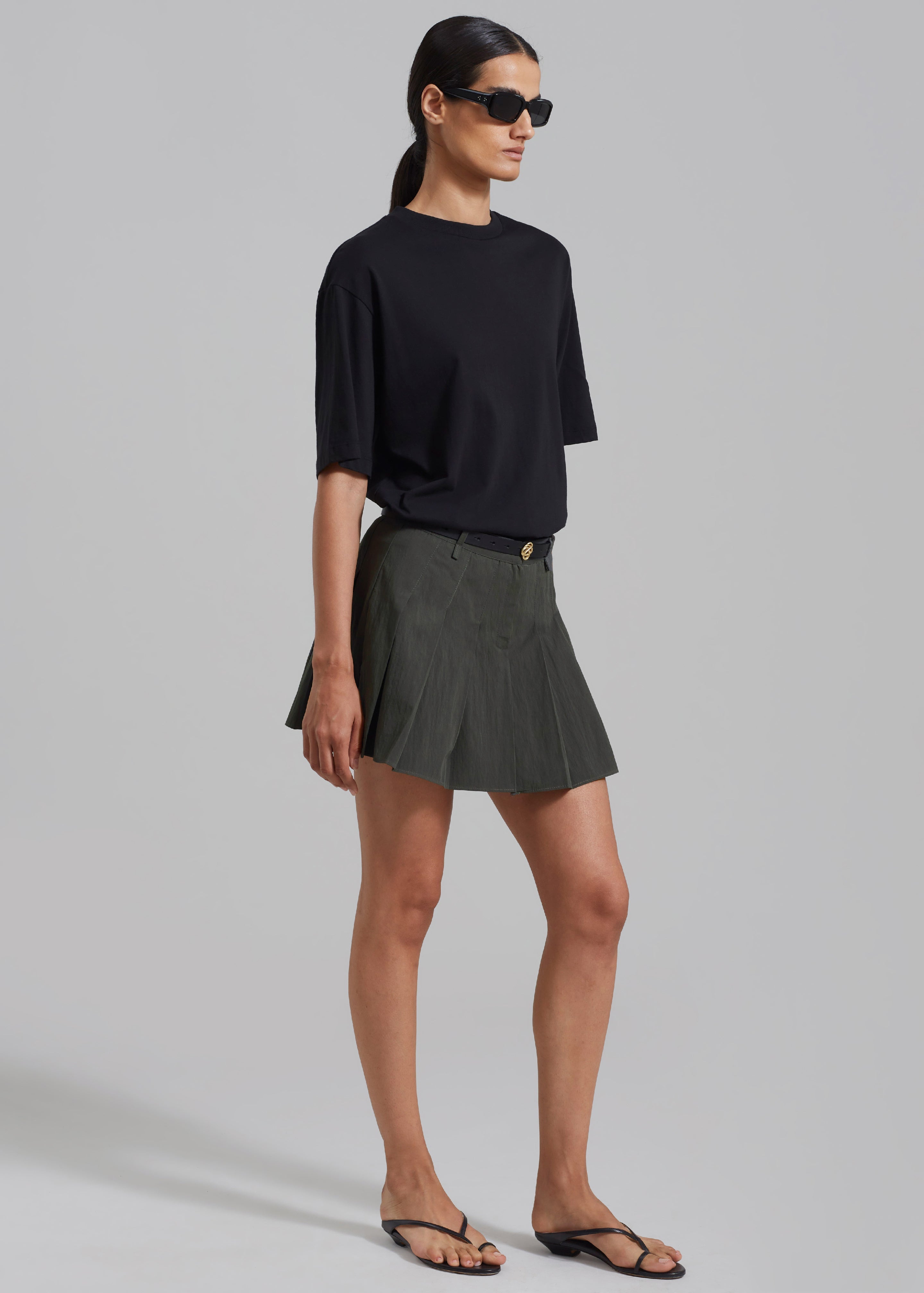 Rachael Pleated Mini Skirt - Charcoal - 4
