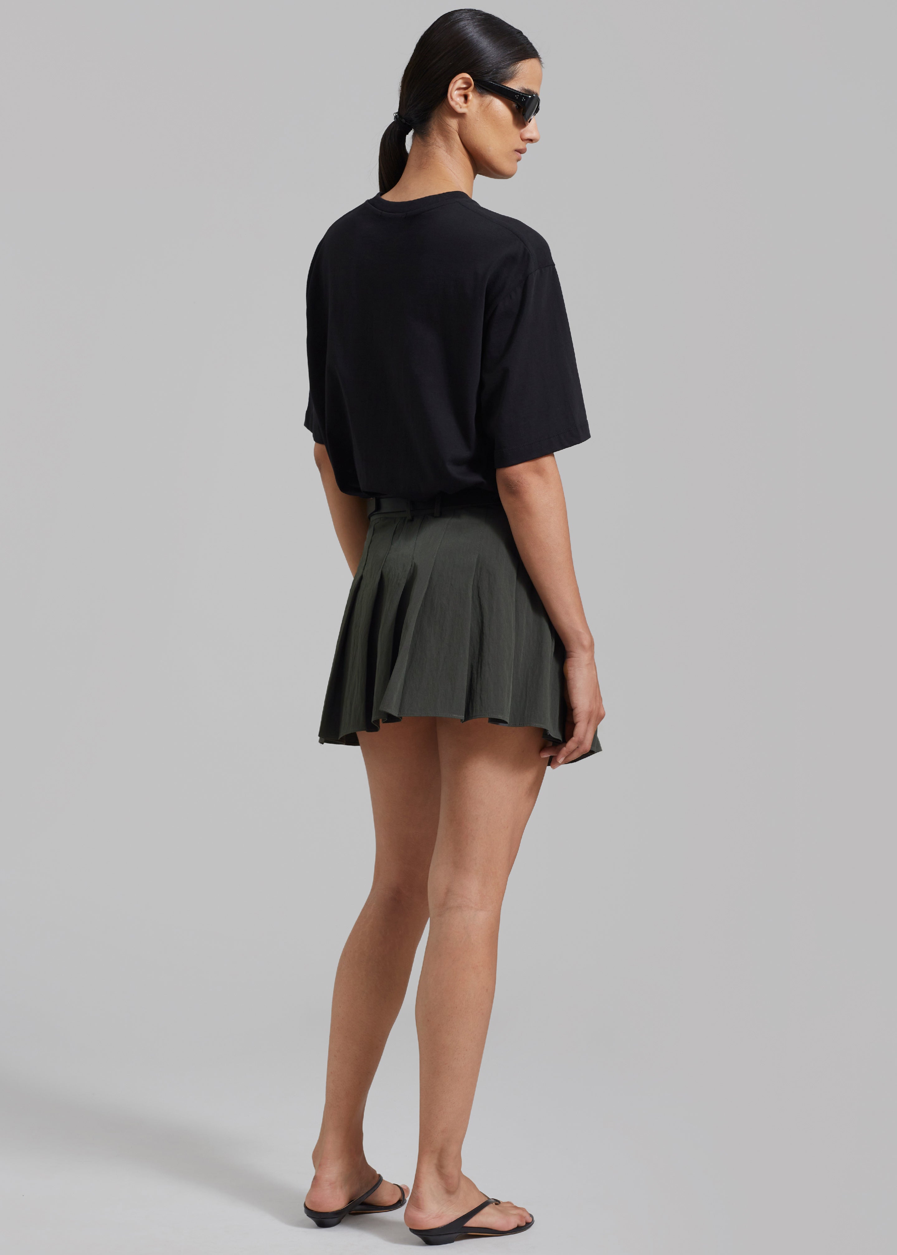 Rachael Pleated Mini Skirt - Charcoal - 7