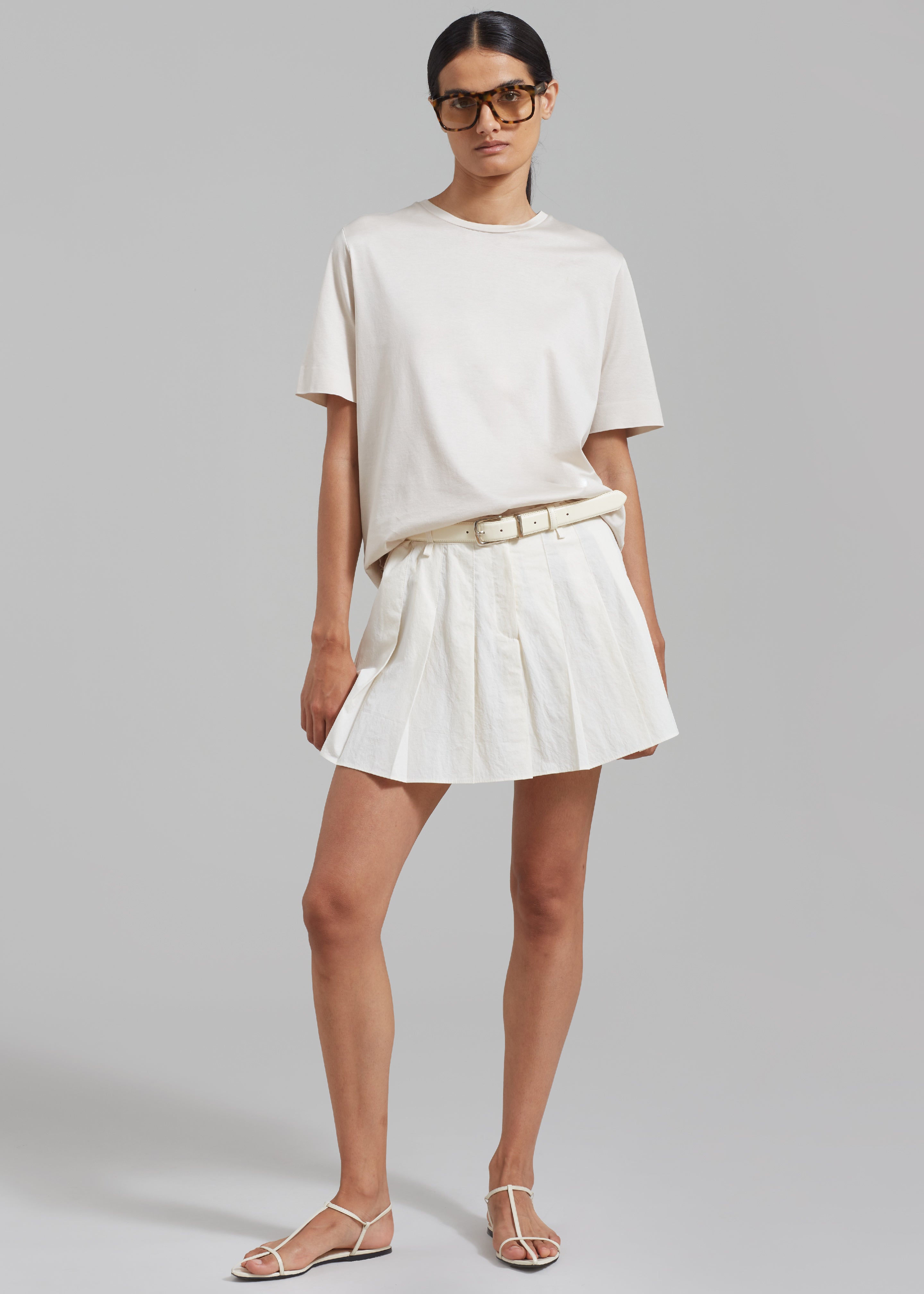 Rachael Pleated Mini Skirt - White - 4