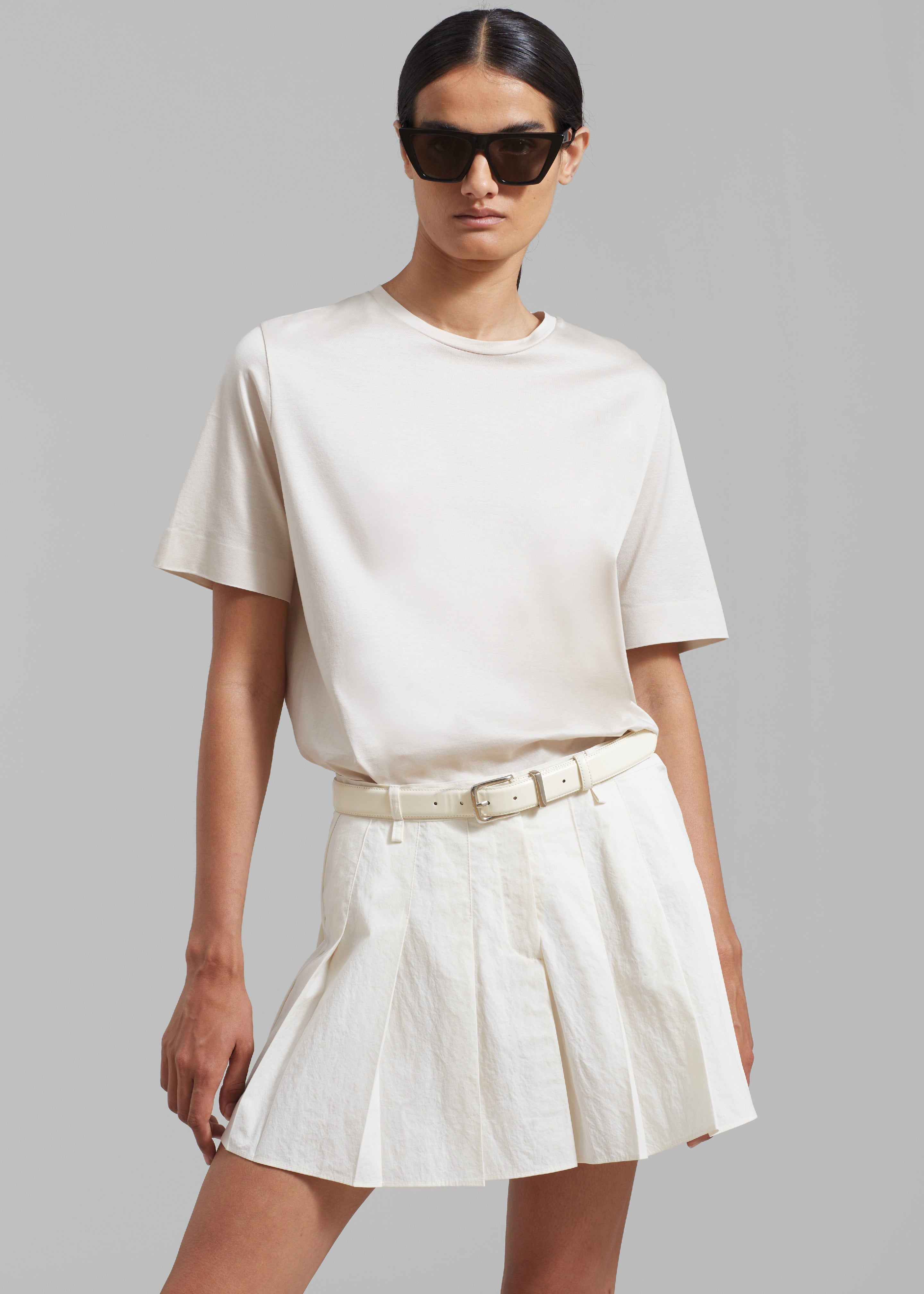 Rachael Pleated Mini Skirt - White - 5
