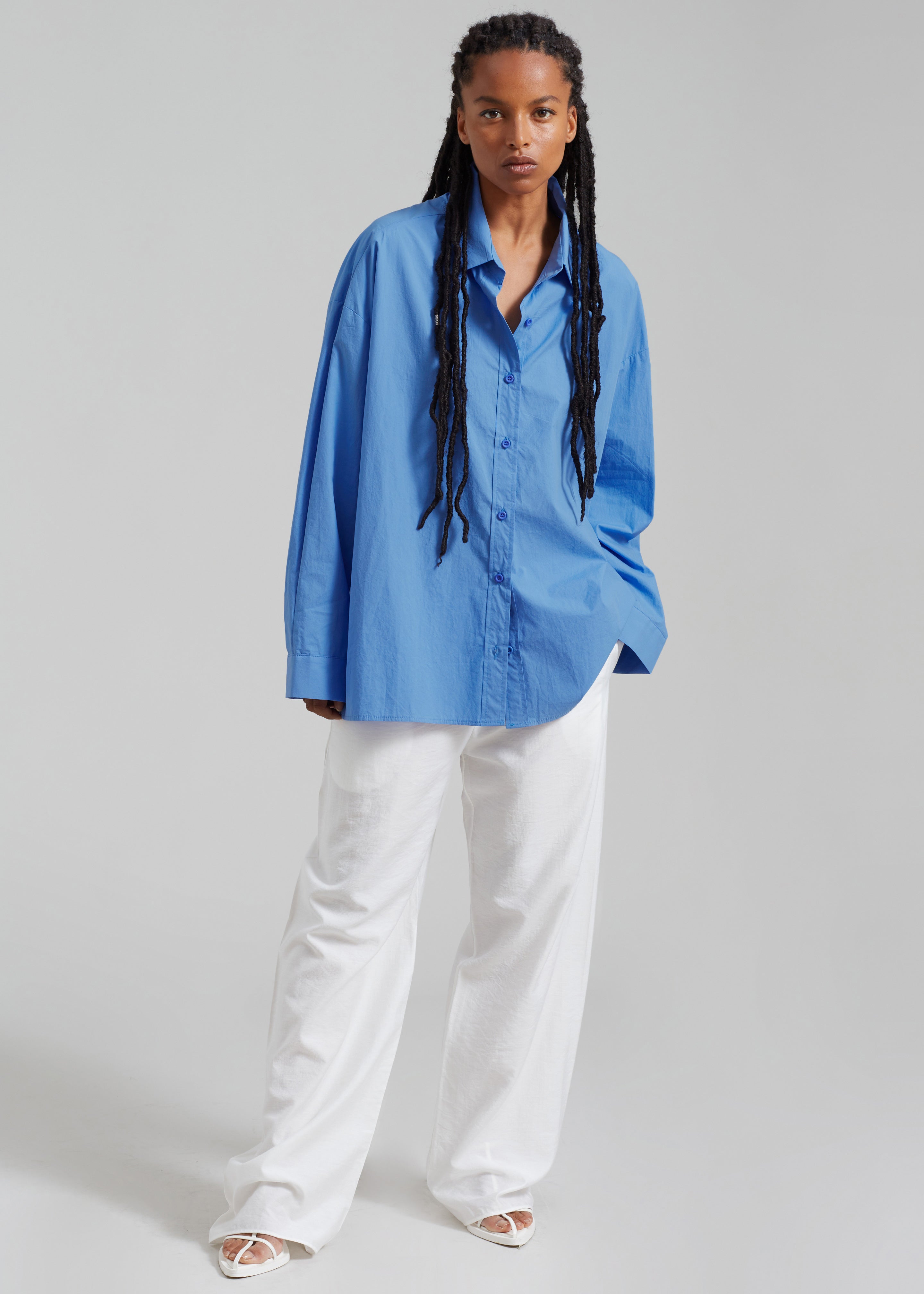 Raiz Open Back Oversized Shirt - Blue - 1