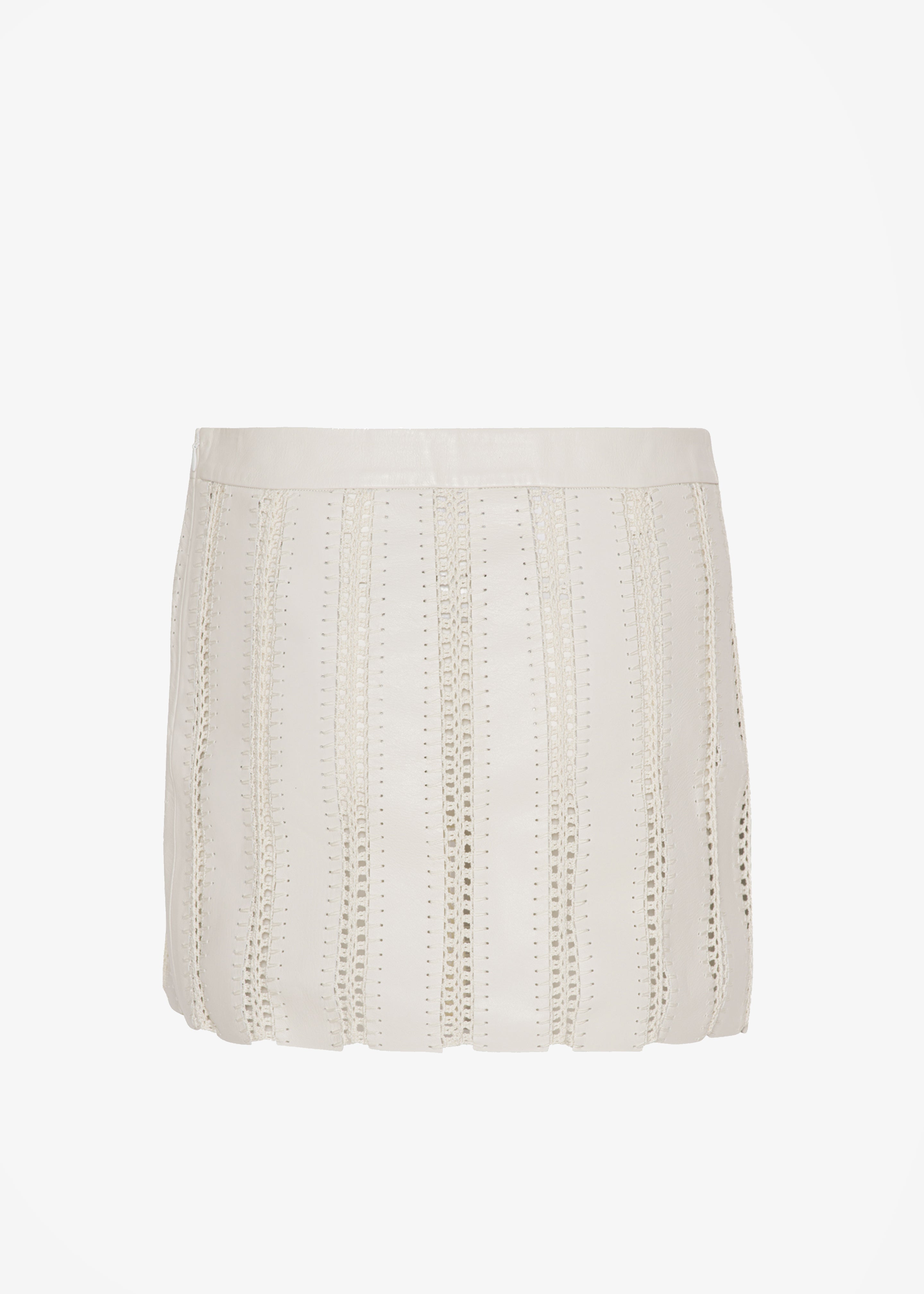 REMAIN Leather Crochet Mini Skirt - Egret - 7