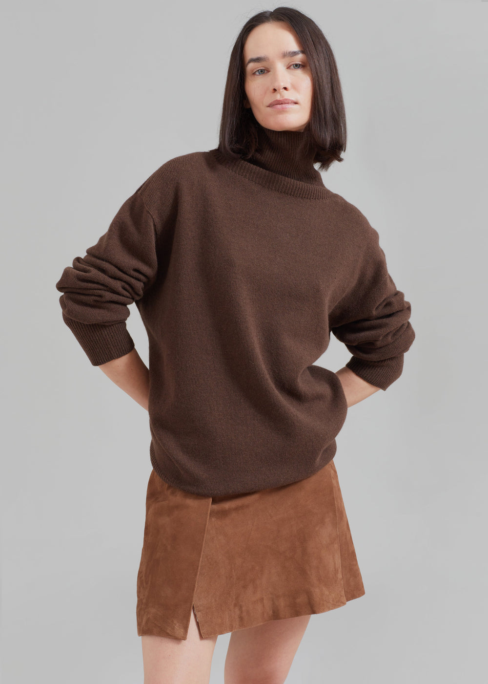 REMAIN Suede Slit Skirt - Emperador - 1