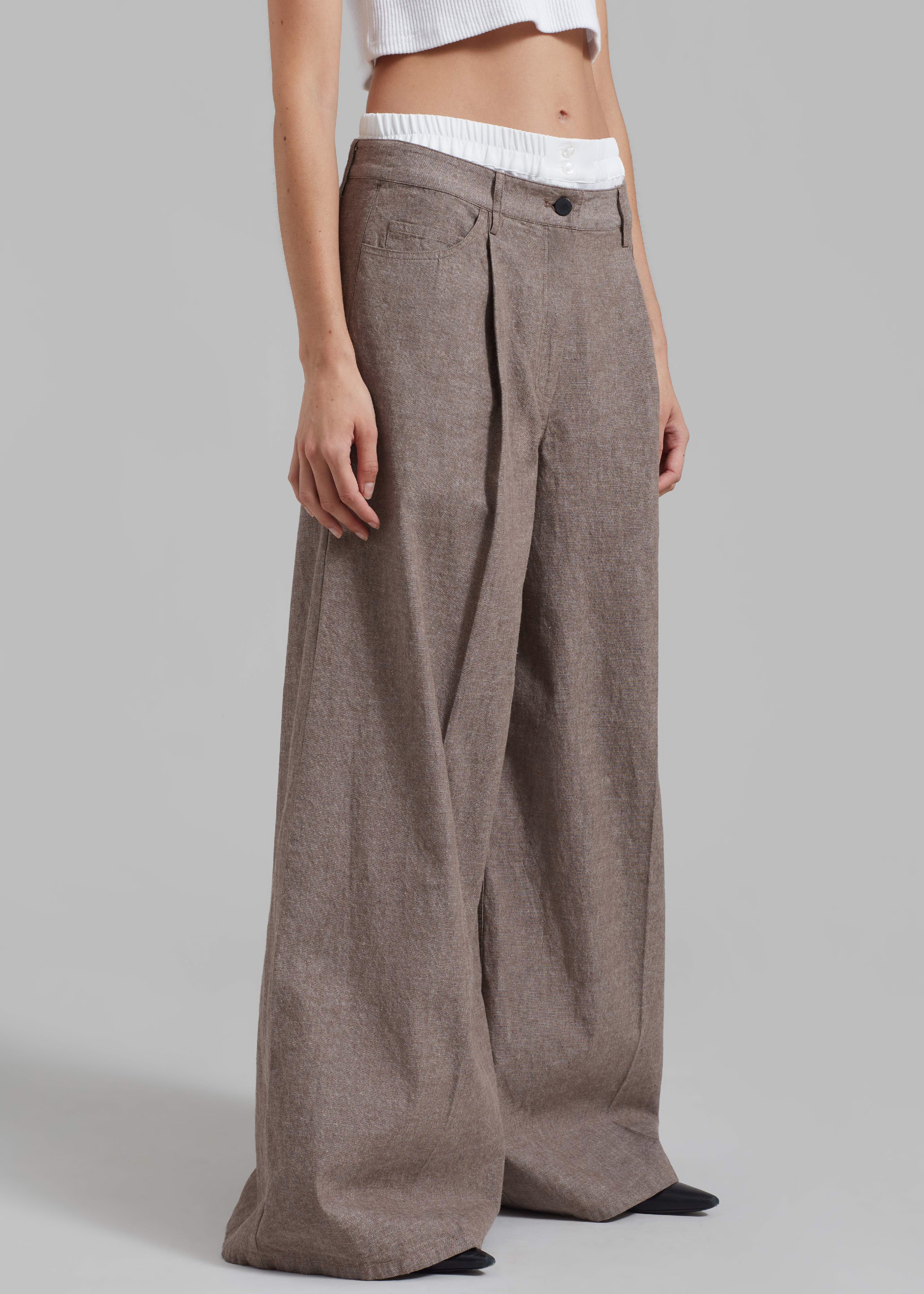 REMAIN Textured Wide Pants - Deep Taupe - 4