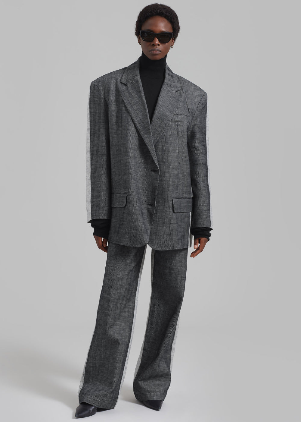 REMAIN Two Side Oversized Blazer - Black Comb - 1