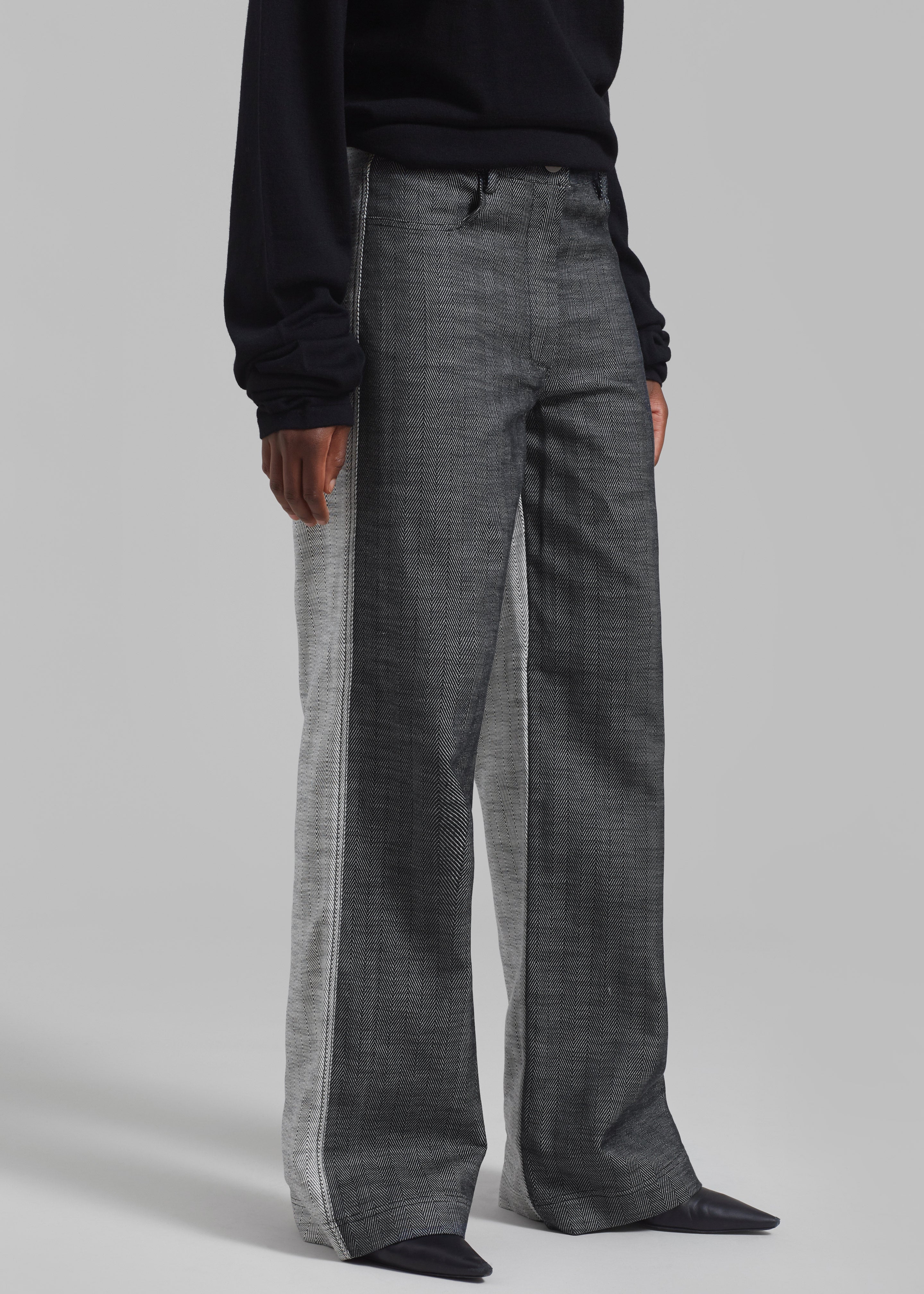 REMAIN Two Side Straight Pants - Black Comb - 8