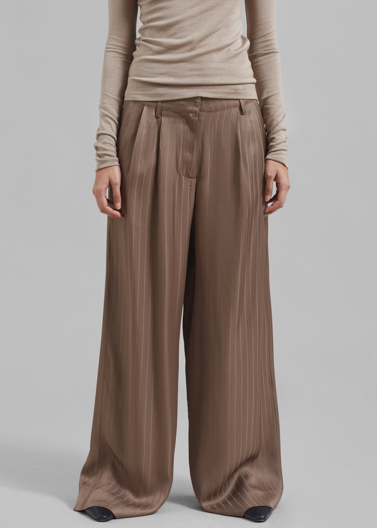 REMAIN Wide Suiting Pants - Timber Wolf - 2