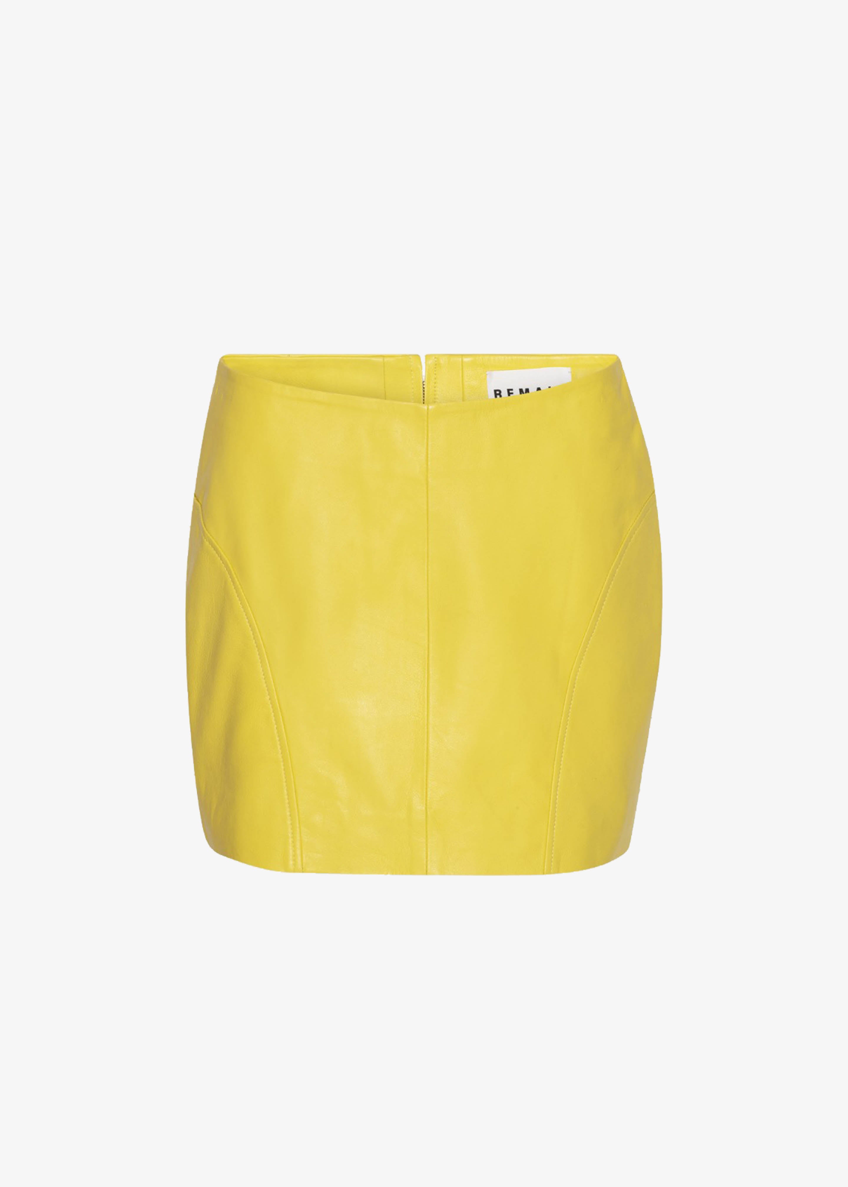REMAIN Leather Mini Skirt - Lemon Zest - 7