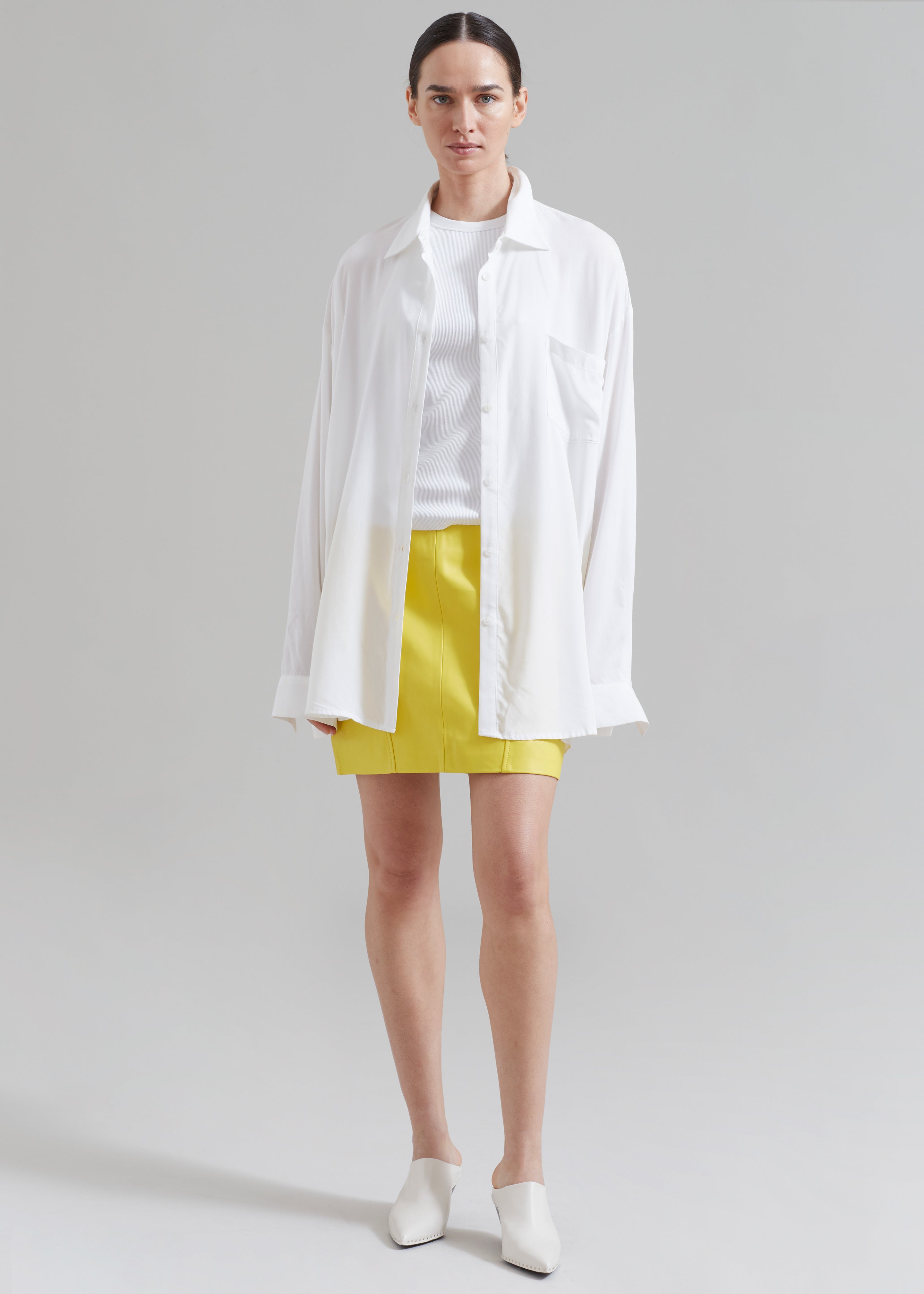 REMAIN Leather Mini Skirt - Lemon Zest - 3