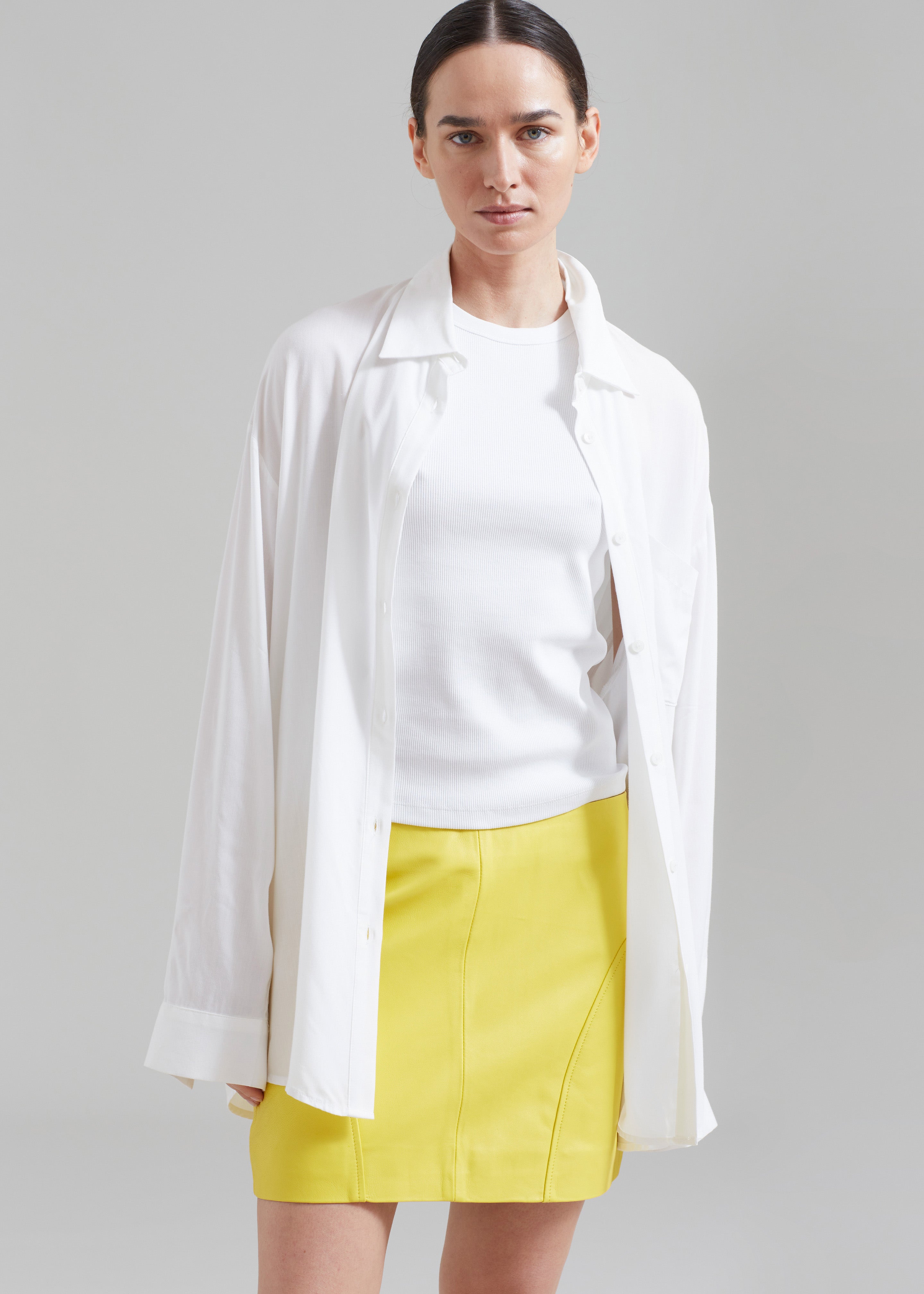 REMAIN Leather Mini Skirt - Lemon Zest - 5
