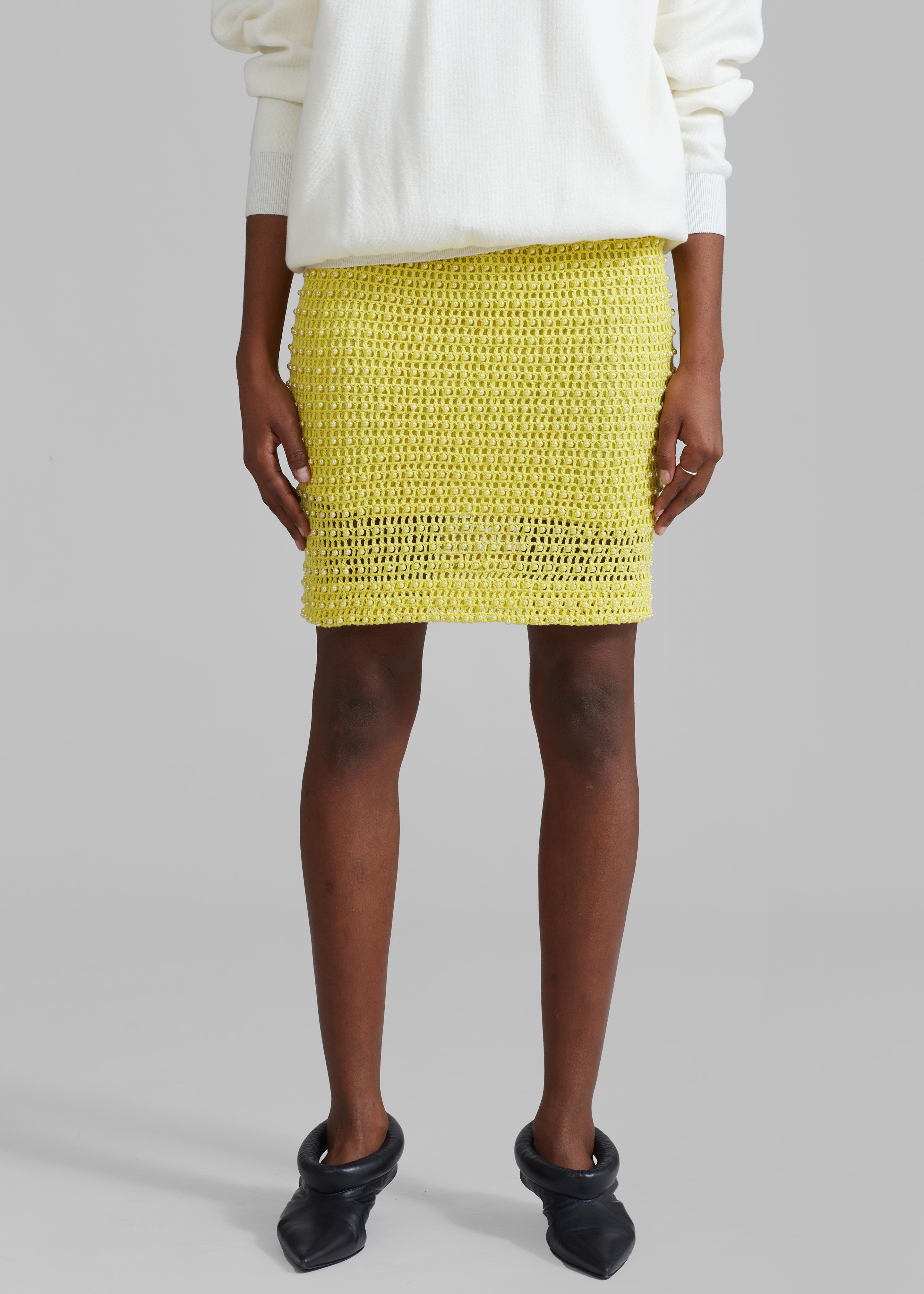 REMAIN Pearl Knit Skirt - Banana Cream - 2