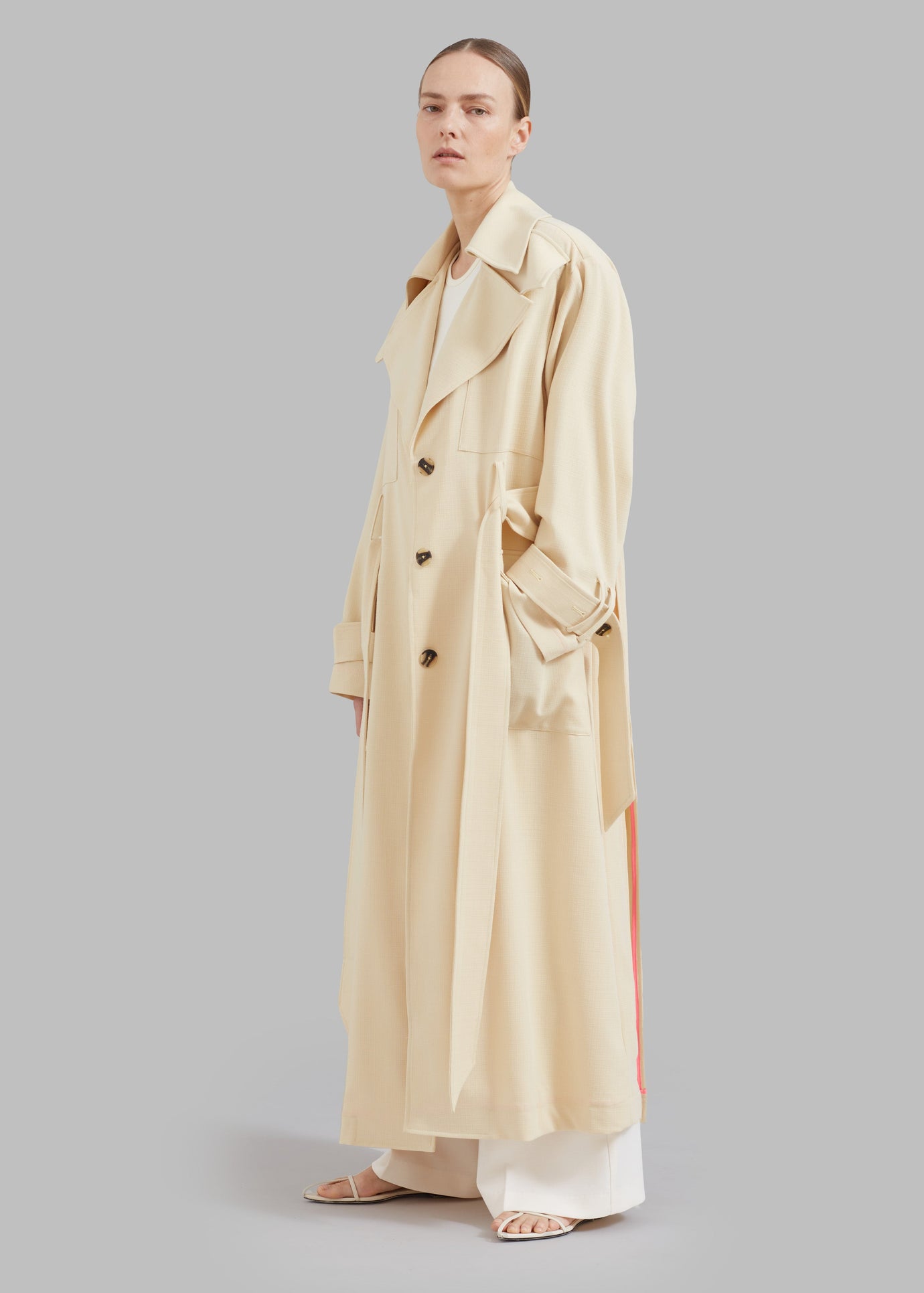 REMAIN Woven Belted Coat - Reed Yellow
