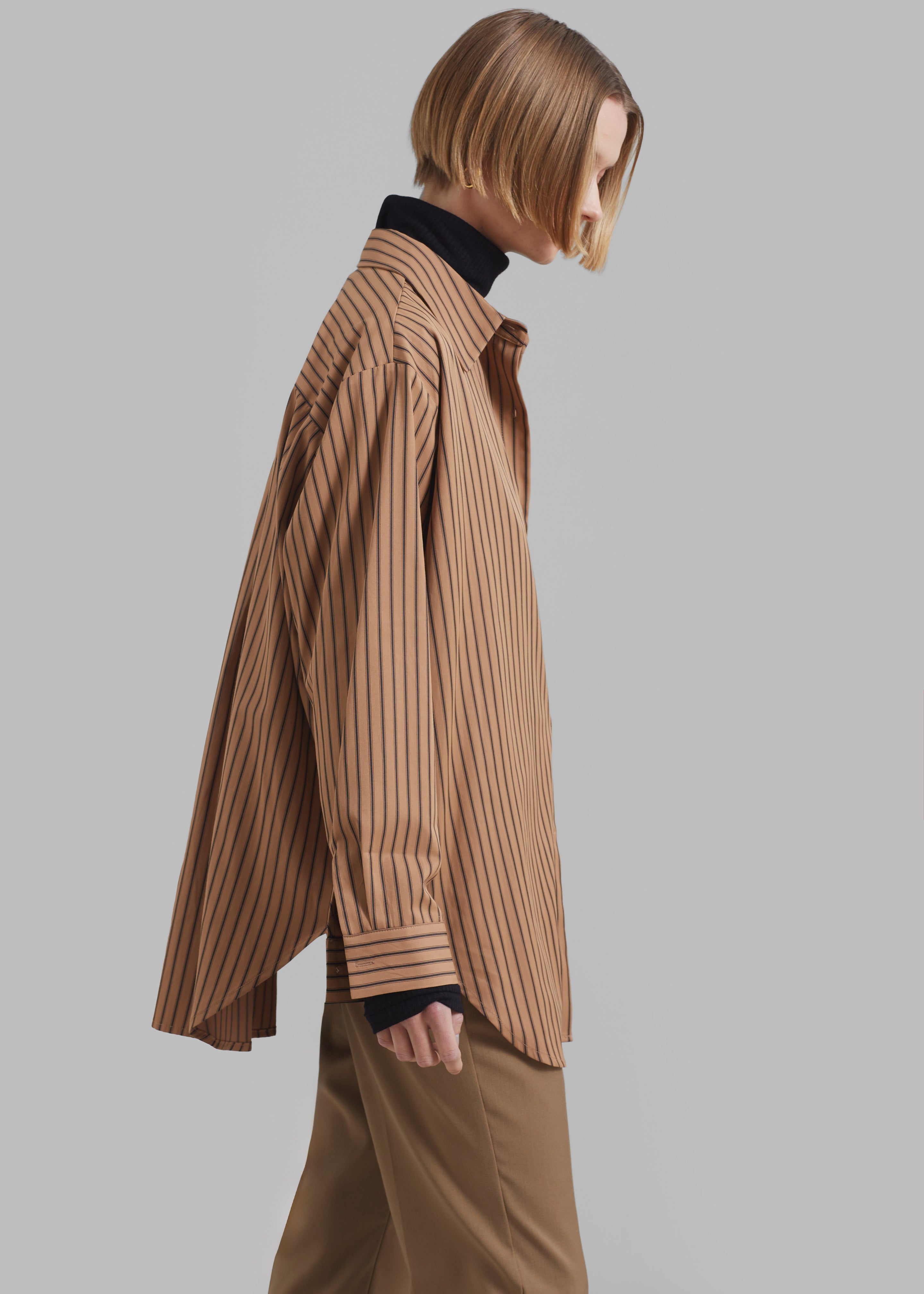Rine Pocket Shirt - Camel/Black Stripe - 7