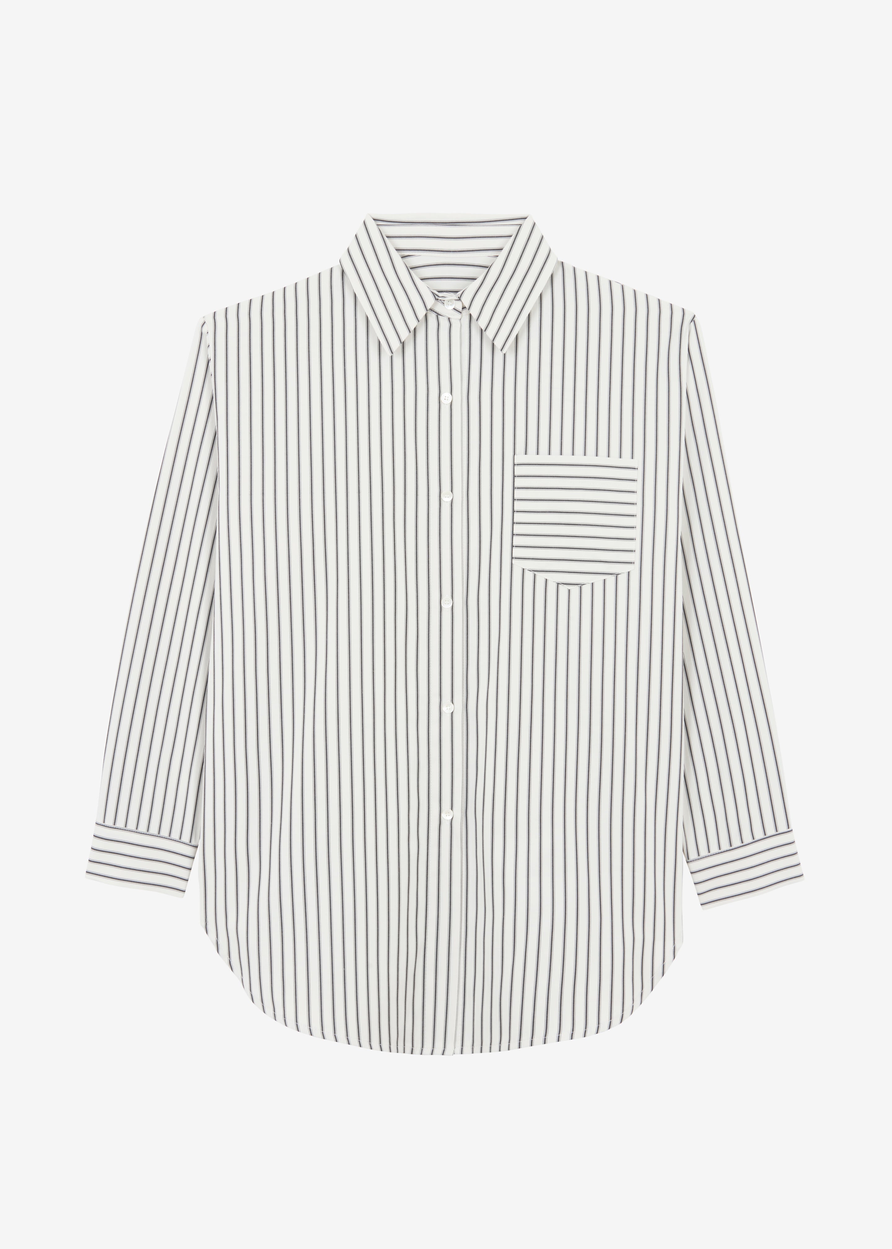 Rine Pocket Shirt - White/Black Stripe - 8