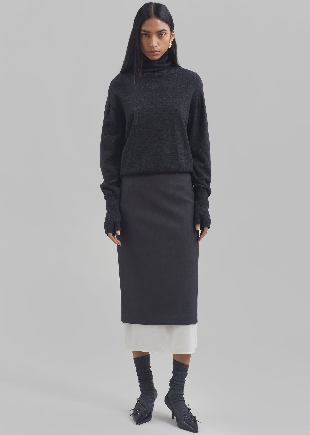 Roane Midi Skirt - Charcoal - 2