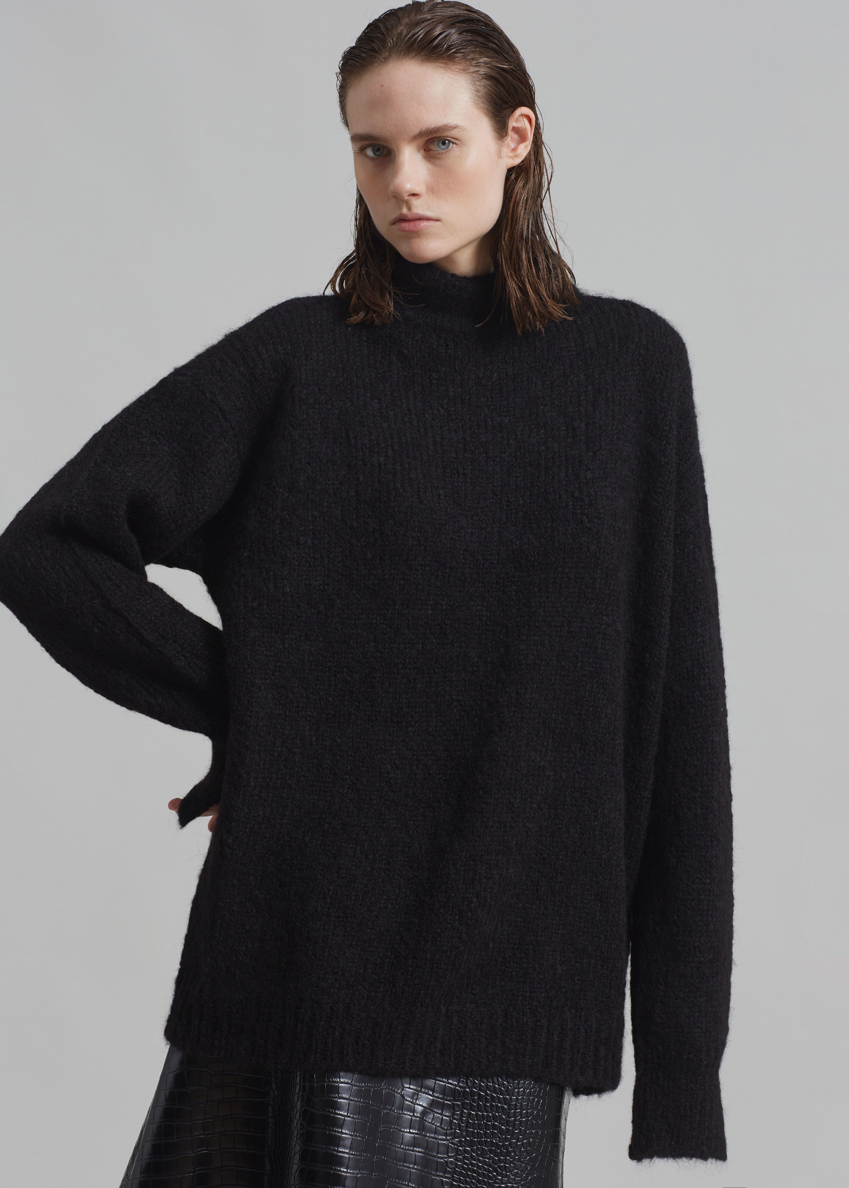 Róhe Mohair Wool Blend Sweater - Chocolate - 3