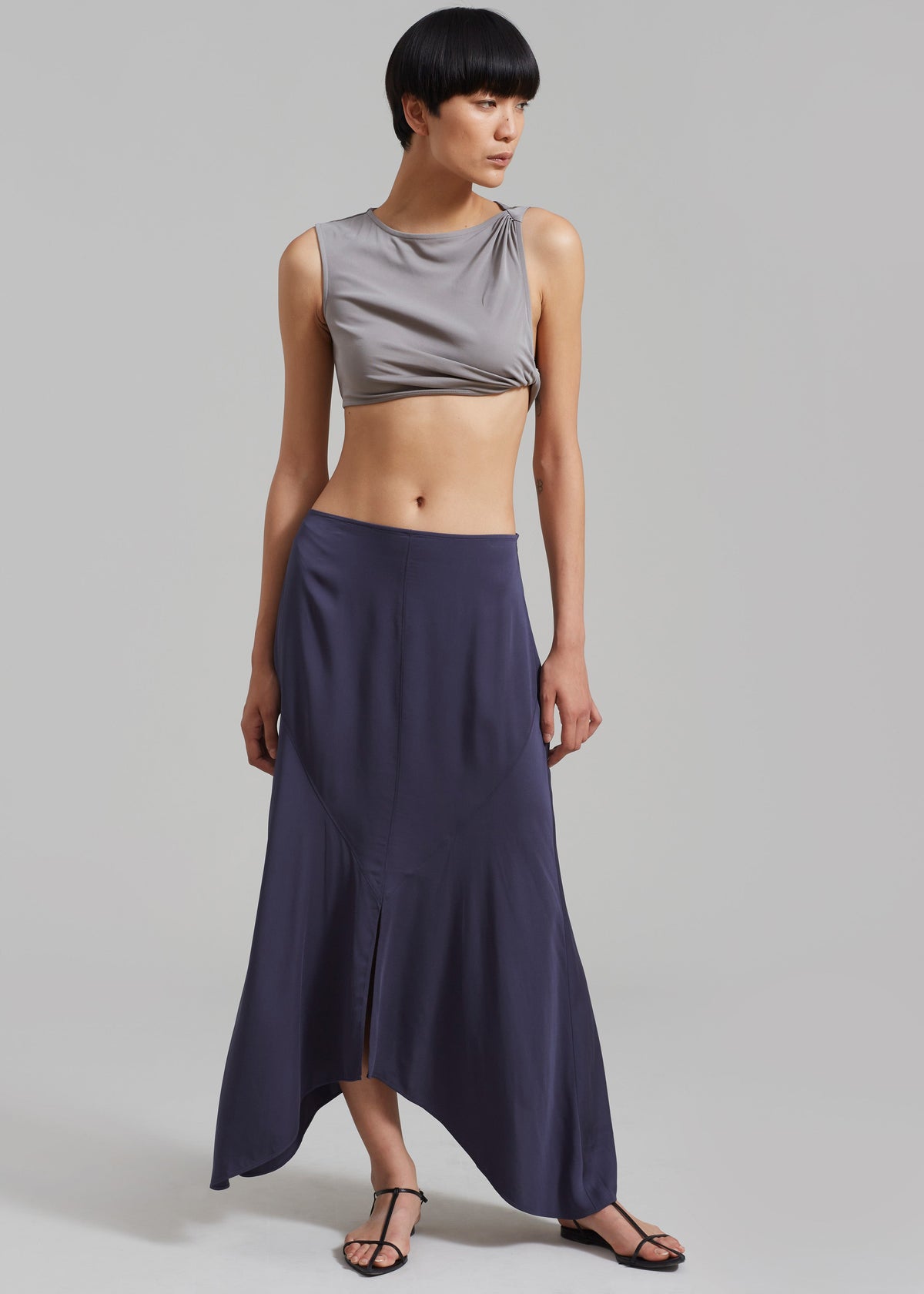 Róhe Fluid Panelled Skirt - Steel - 5