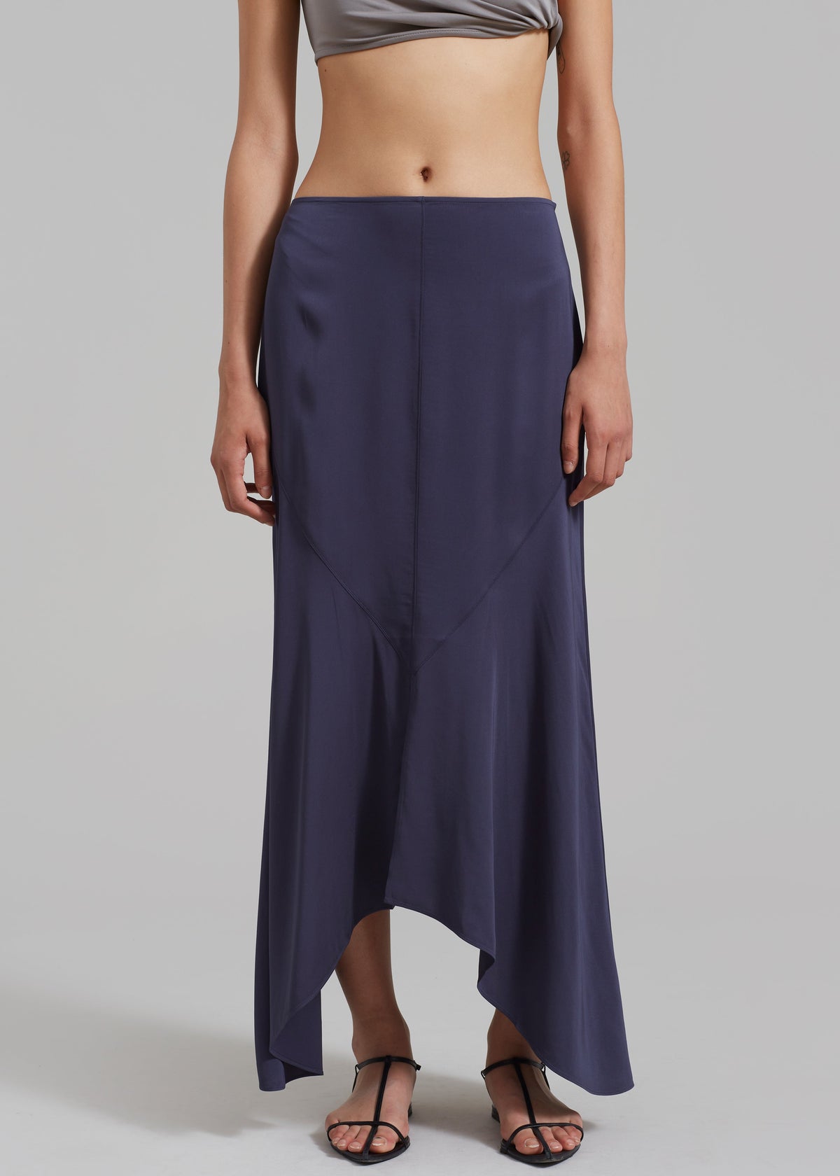 Róhe Fluid Panelled Skirt - Steel - 7