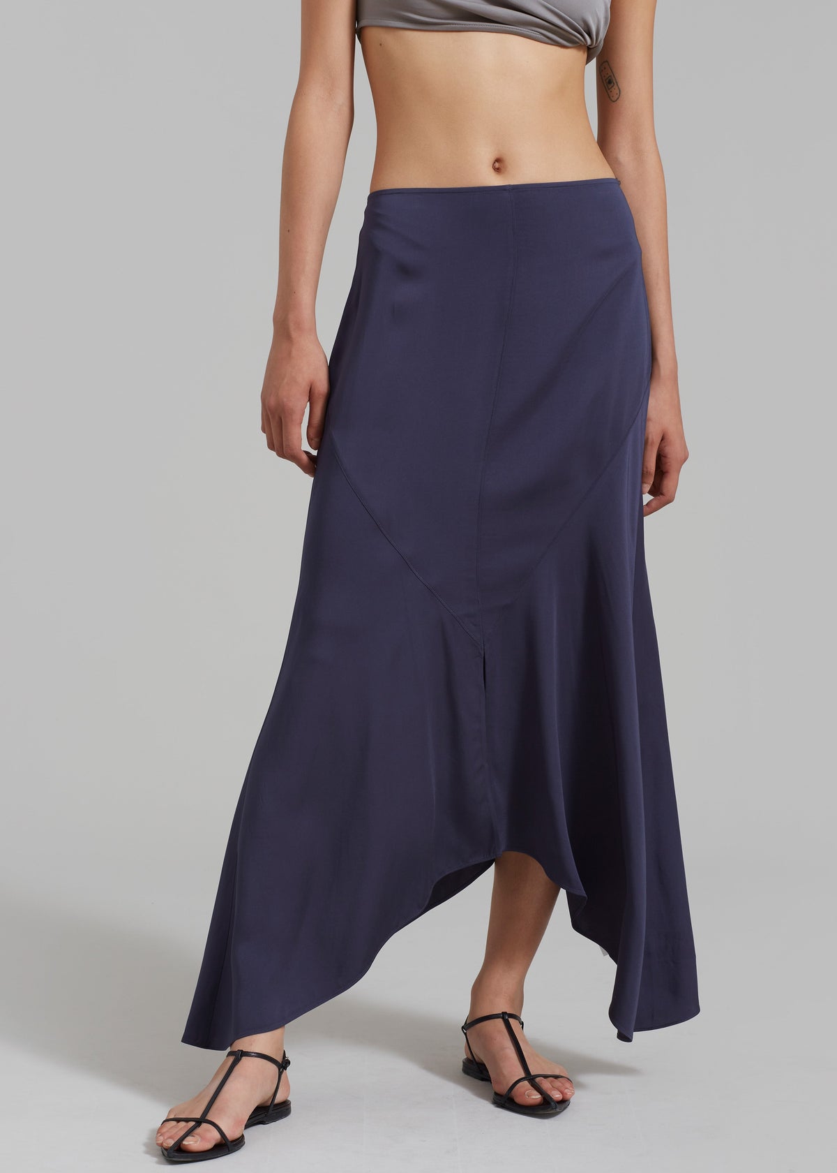 Róhe Fluid Panelled Skirt - Steel - 8