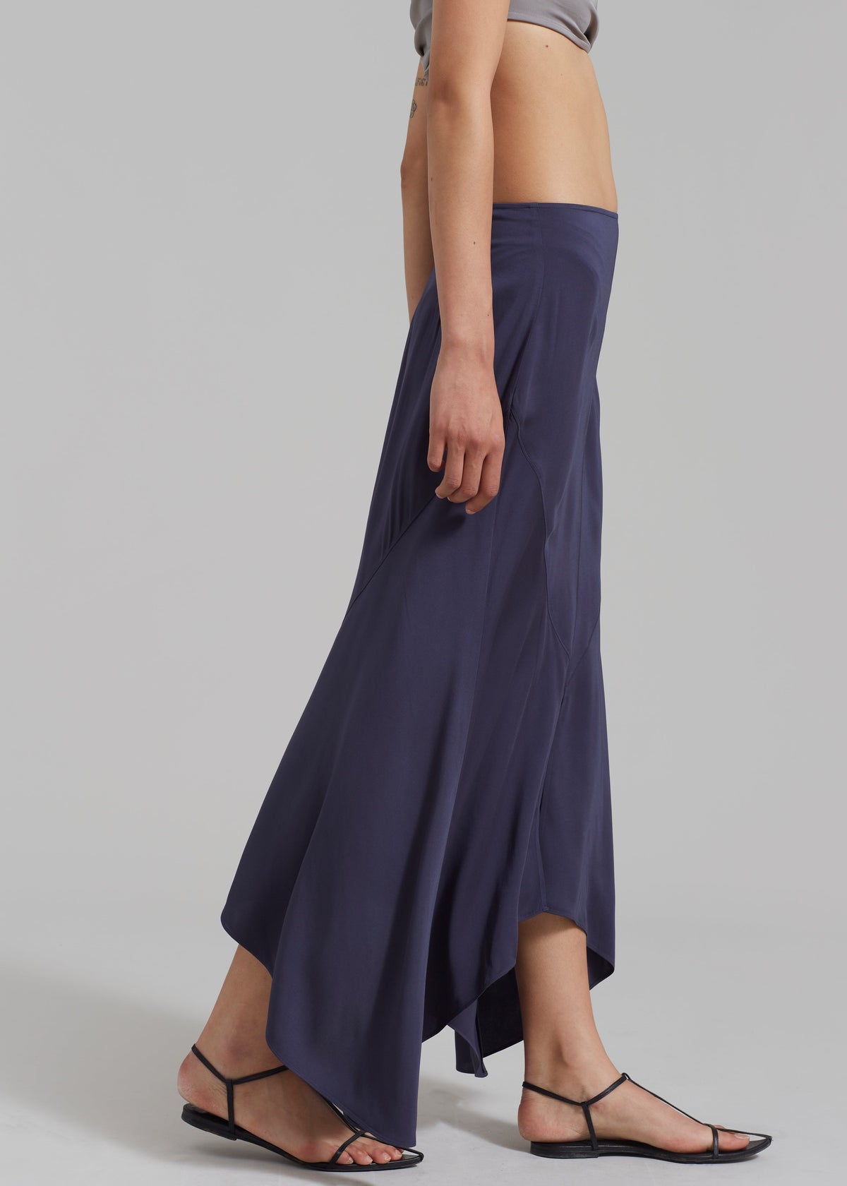Róhe Fluid Panelled Skirt - Steel - 2