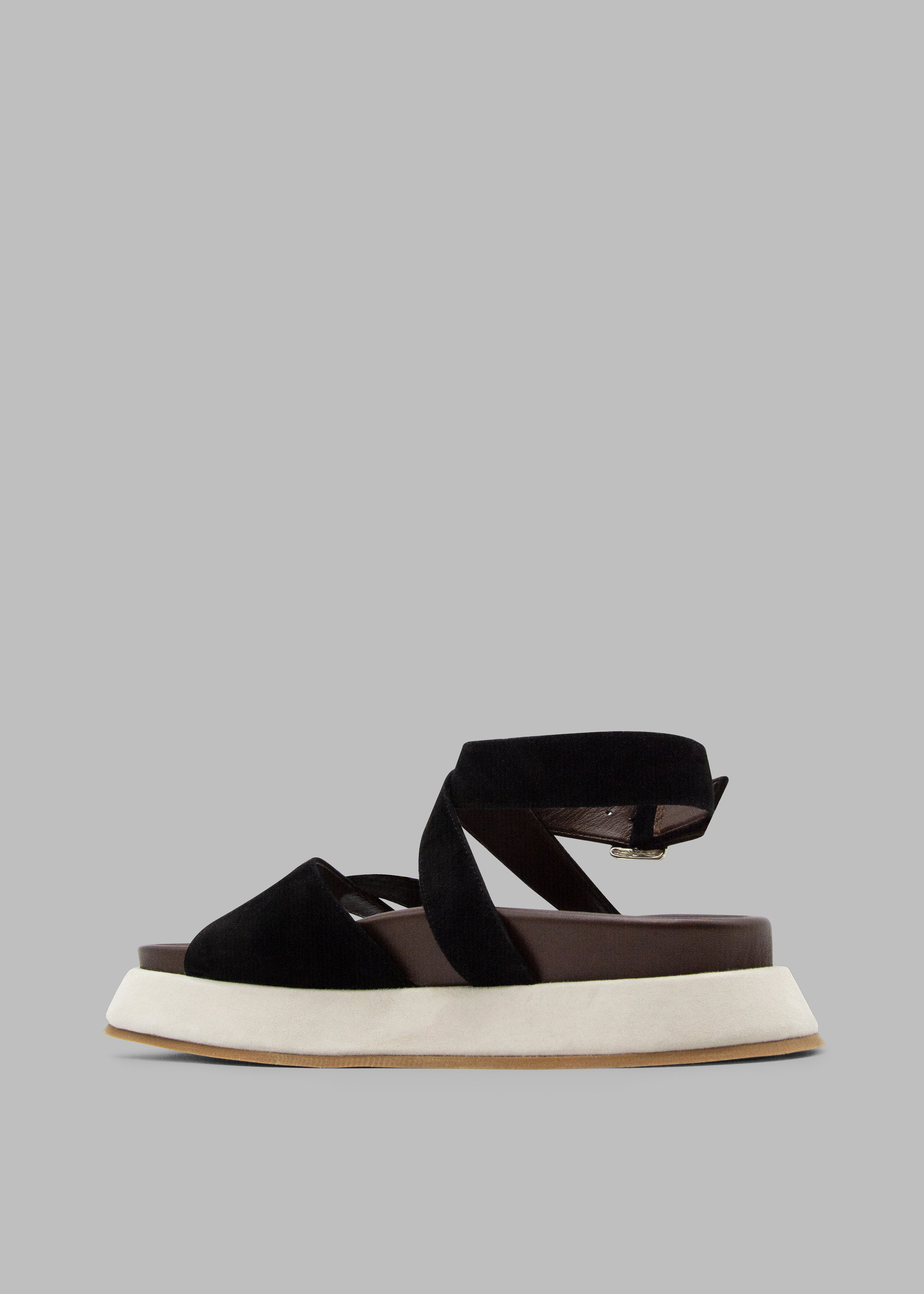 Gia Borghini Rosie 41 Flat Sandals - Black/Chocolate/Beige - 2