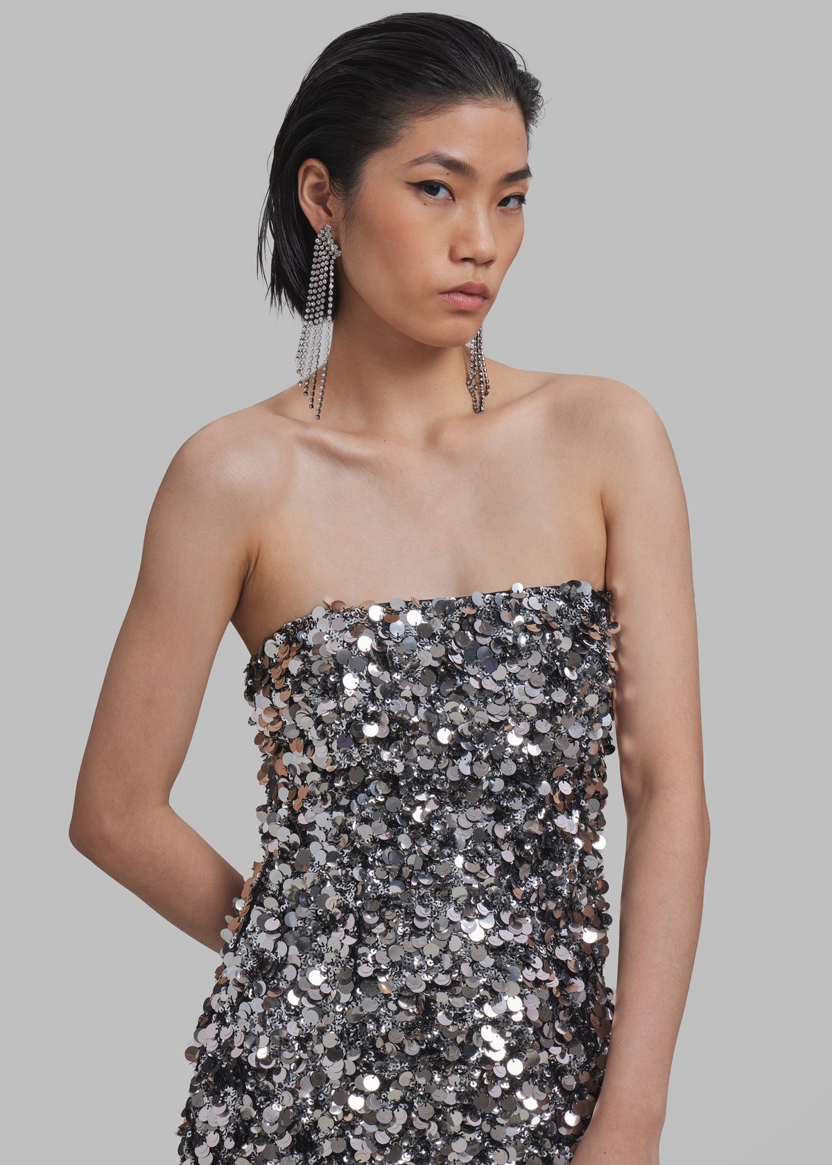 ROTATE Sequins Mini Tube Dress - Silver - 4