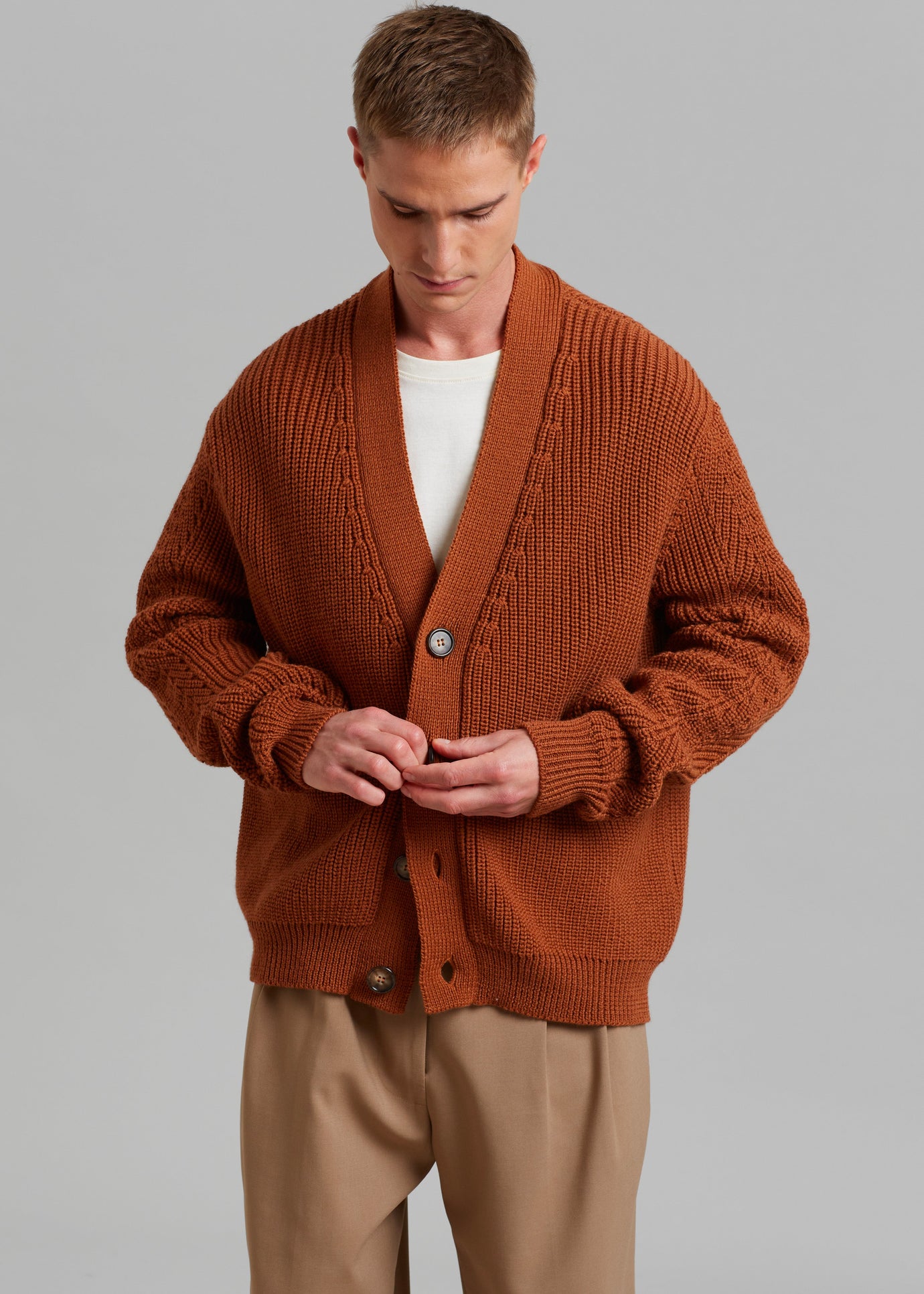 Róhe Unisex Leo Cardigan - Rust - 1