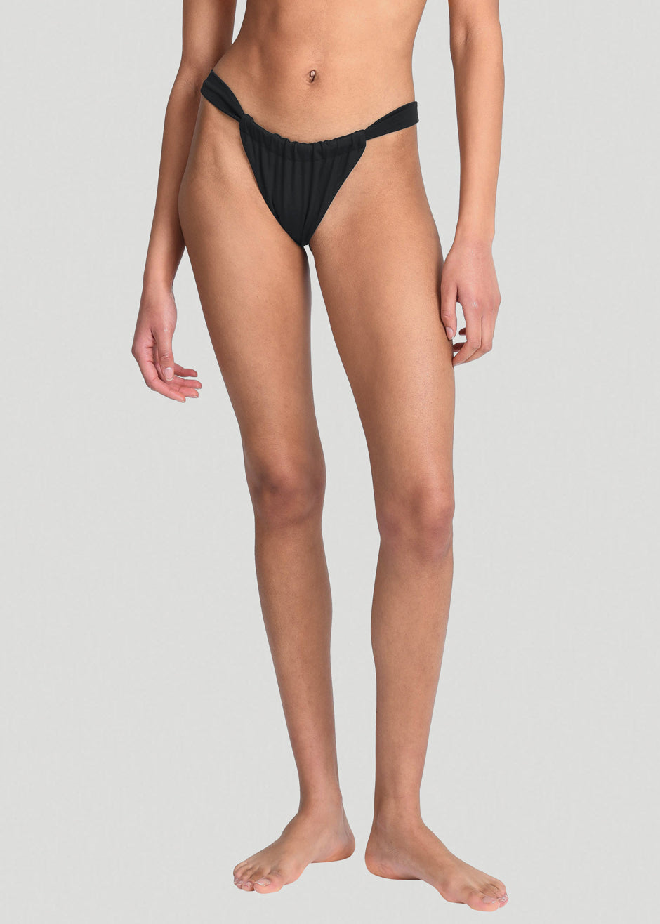 Aexae Ruched Swimsuit Bottoms - Black - 1
