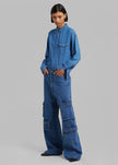 Hailey Denim Oversized Cargo Pants - Medium Wash