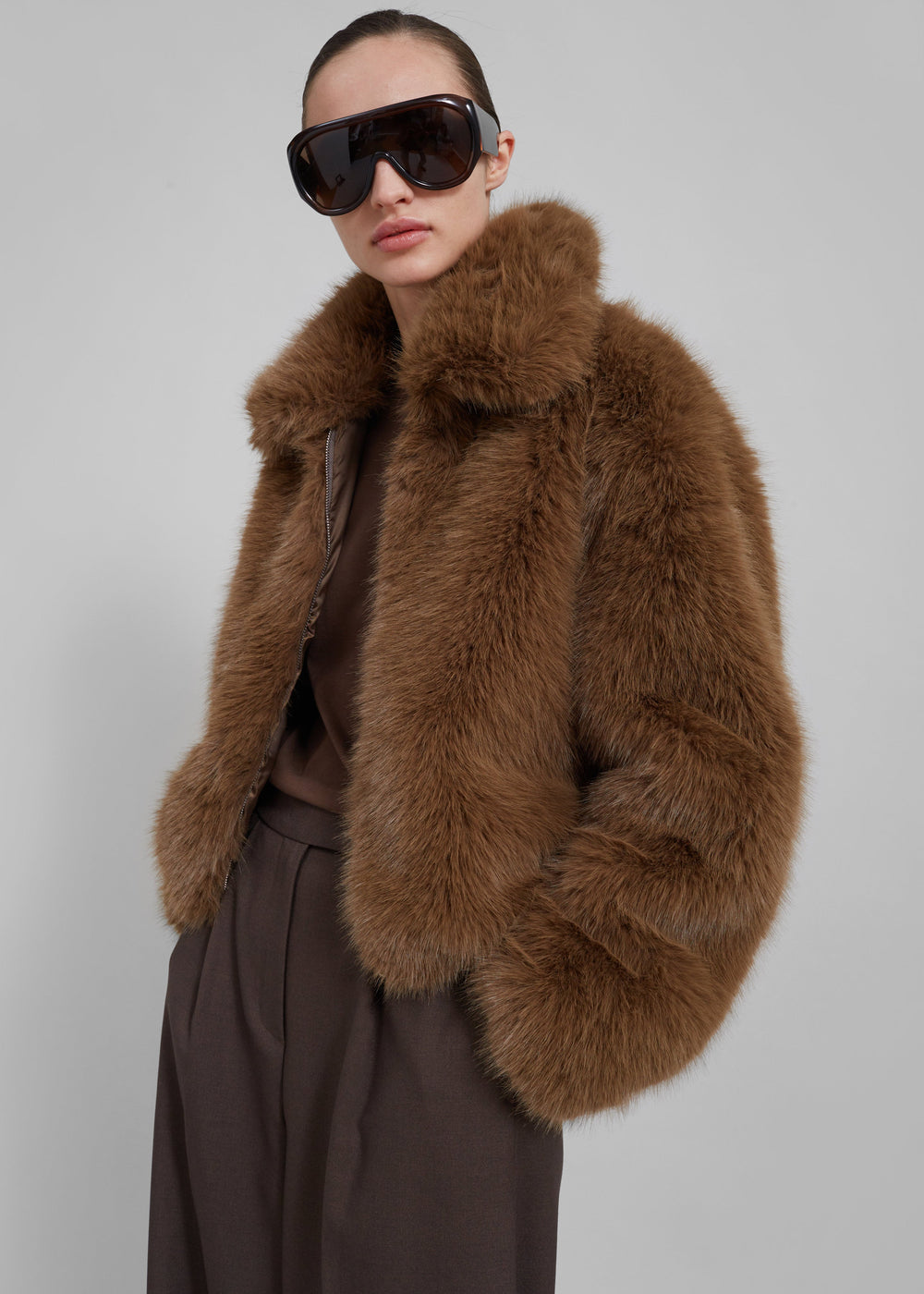 Sabrina Faux Fur Jacket - Brown