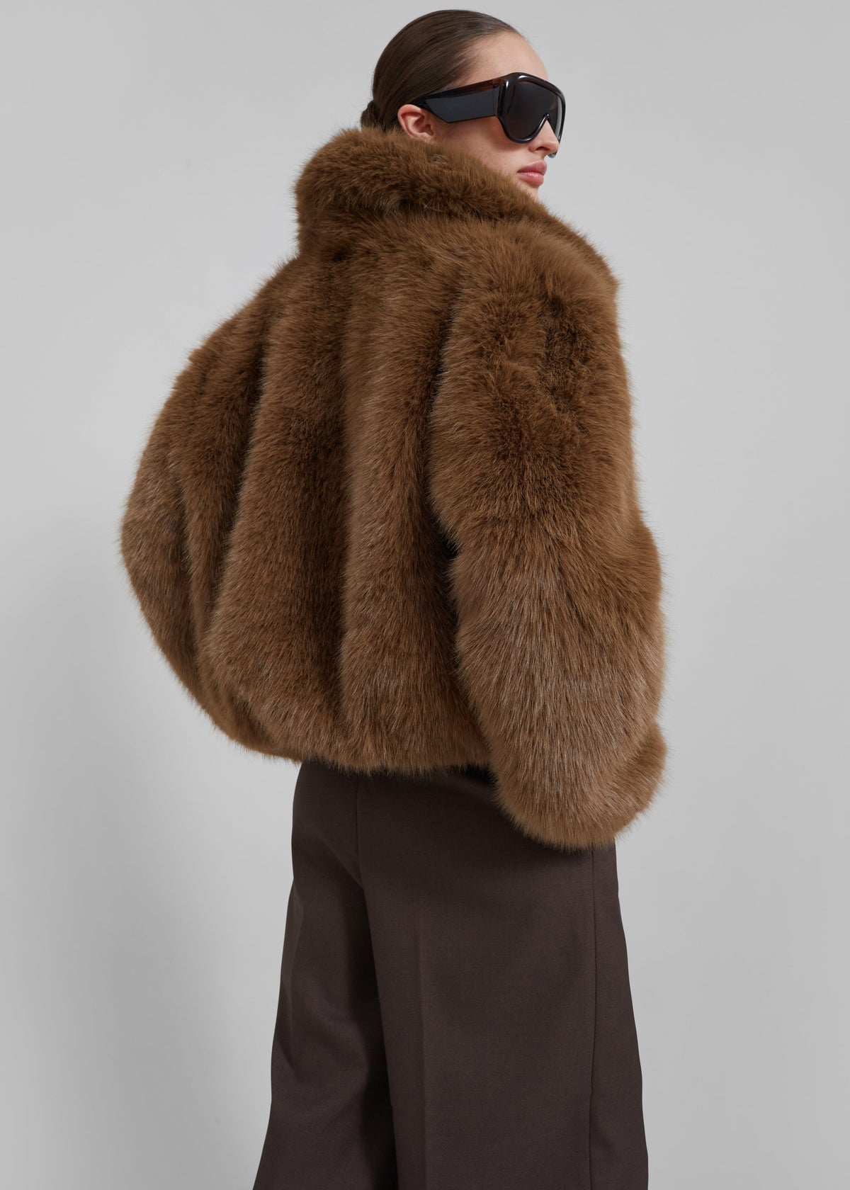 Sabrina Faux Fur Jacket - Brown - 10