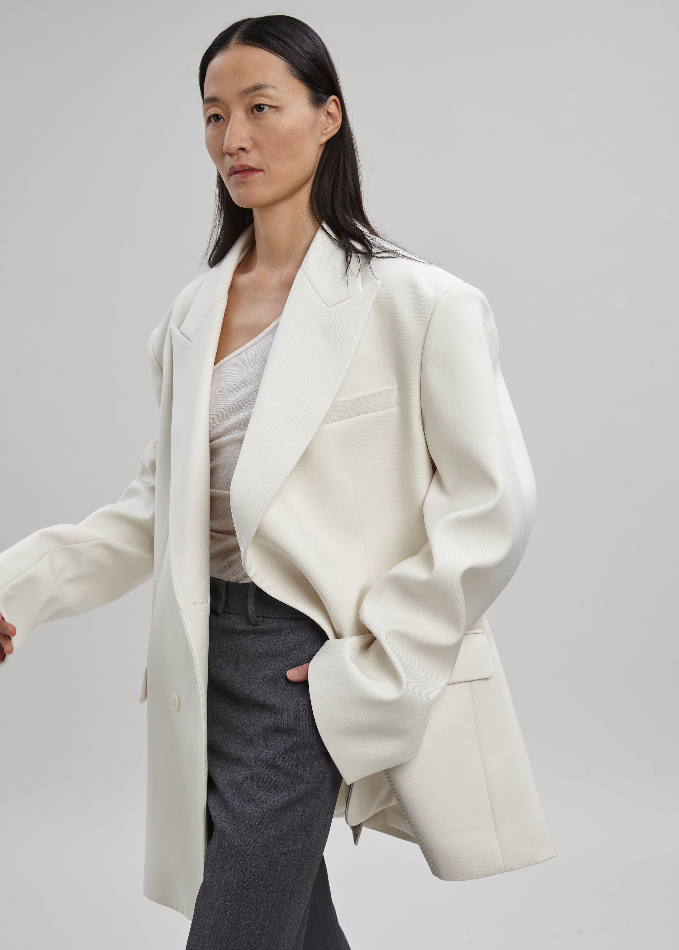 Sadie Oversized Double Breasted Blazer Cream