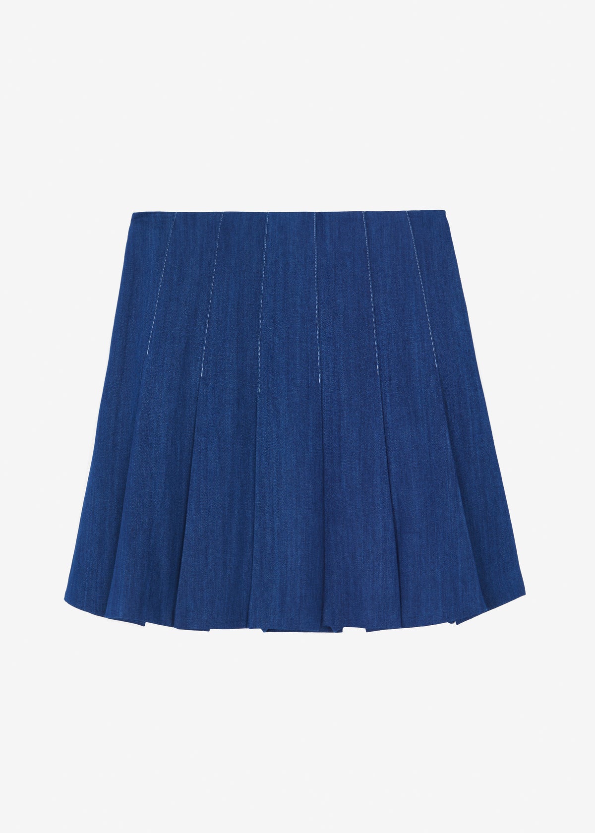 Sase Pleated Denim Skirt - Blue - 10