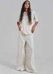 Sasha Wide Leg Jeans - Cream/Black Stripe