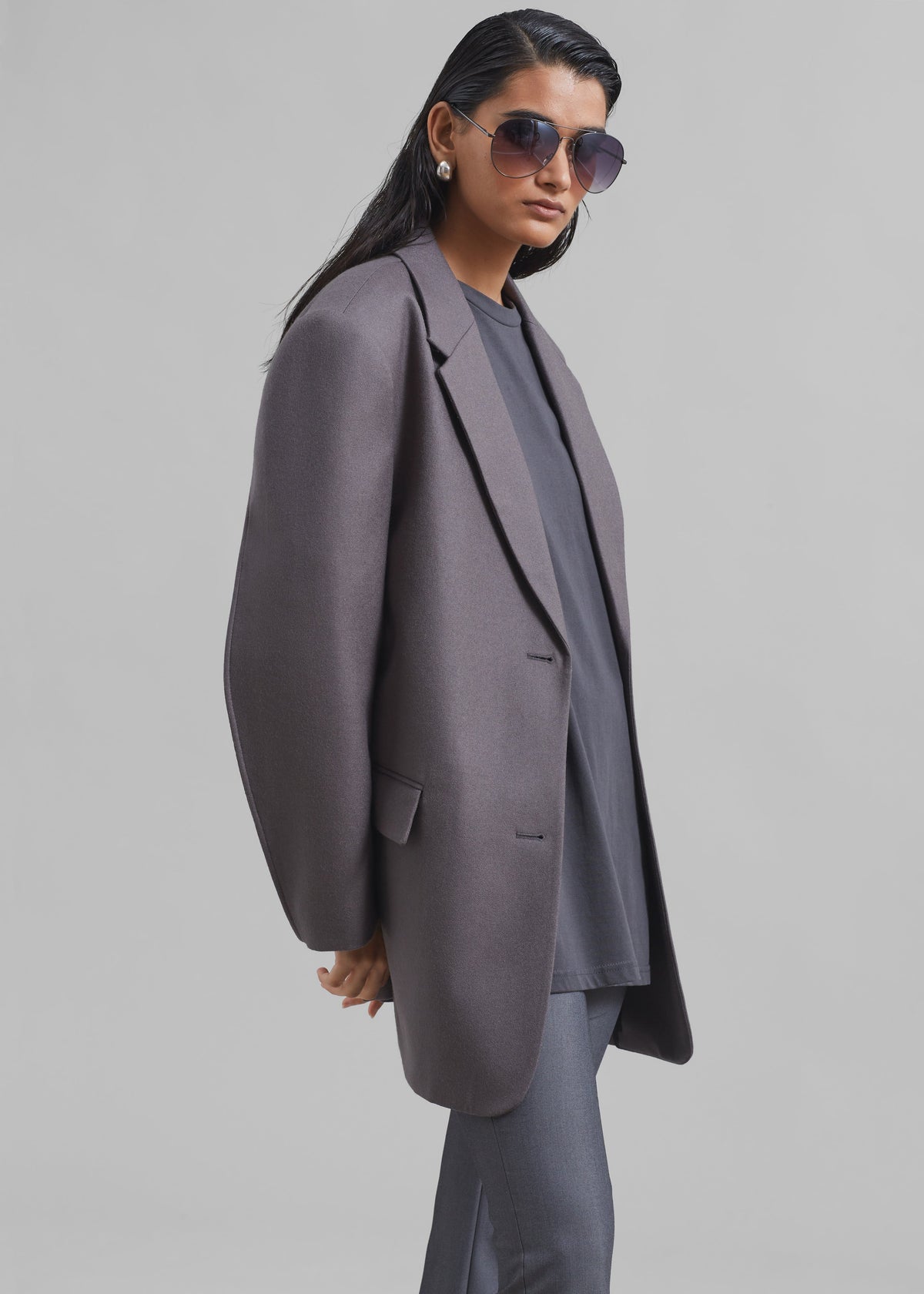 Silas Oversized Wool Blazer - Grey - 5