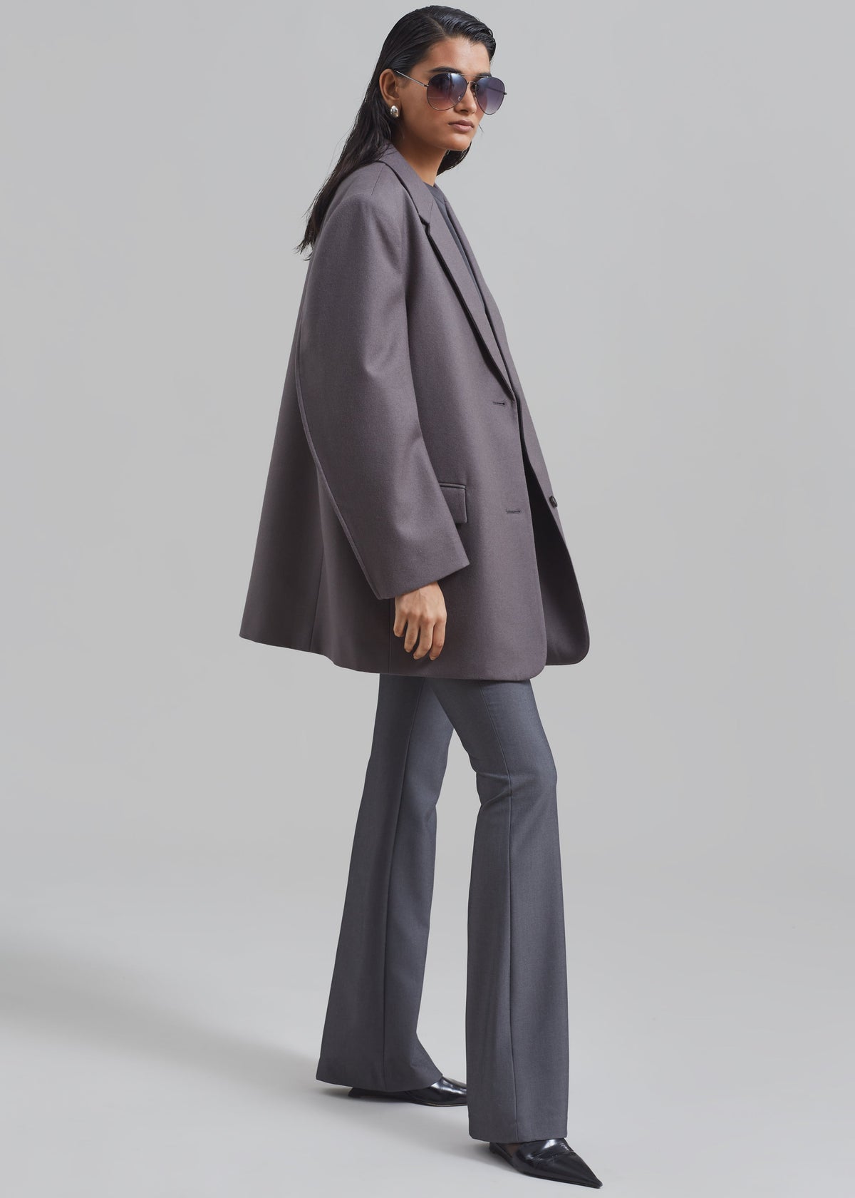 Silas Oversized Wool Blazer - Grey - 1
