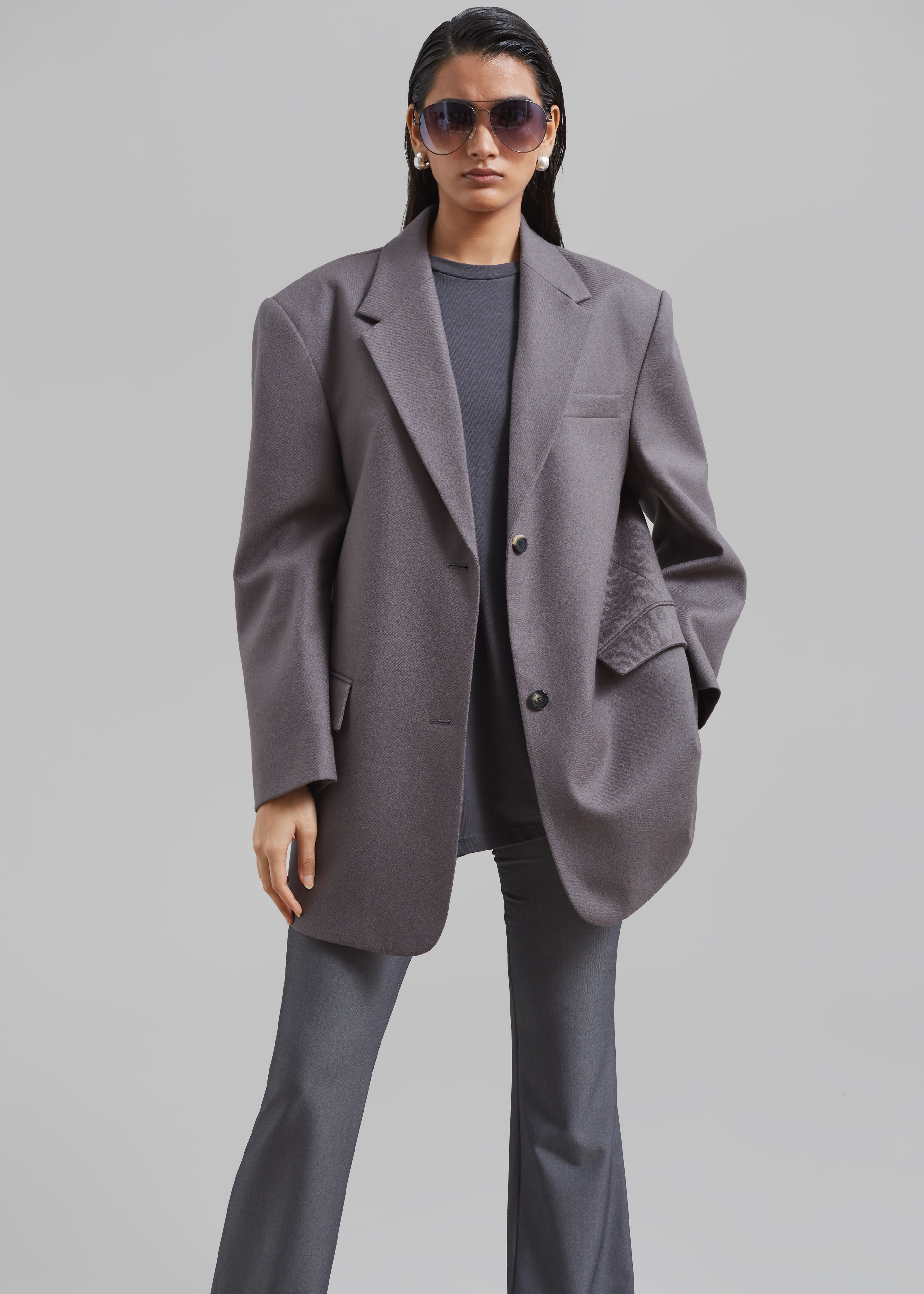 Gray wool blazer best sale