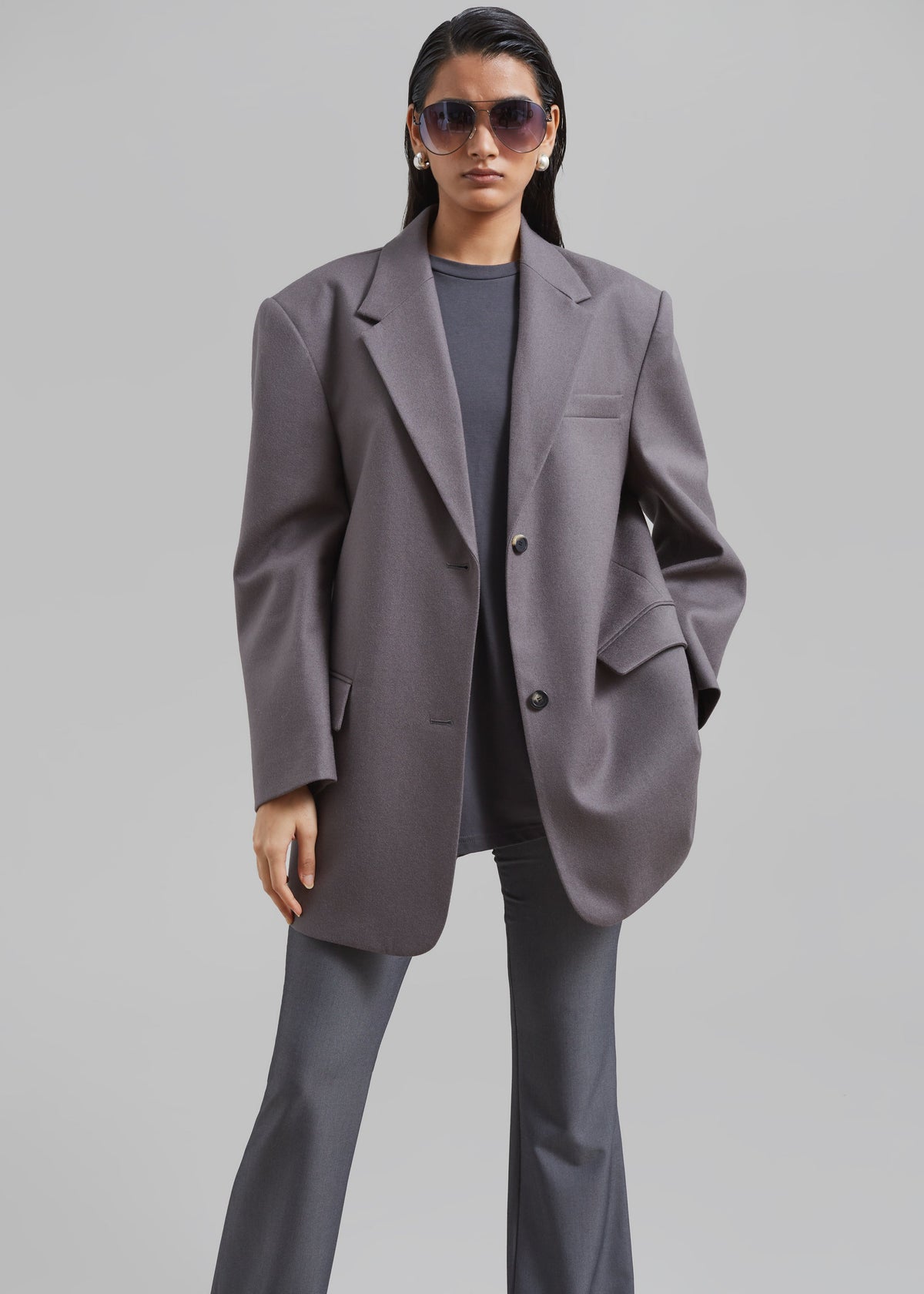 Silas Oversized Wool Blazer - Grey - 2