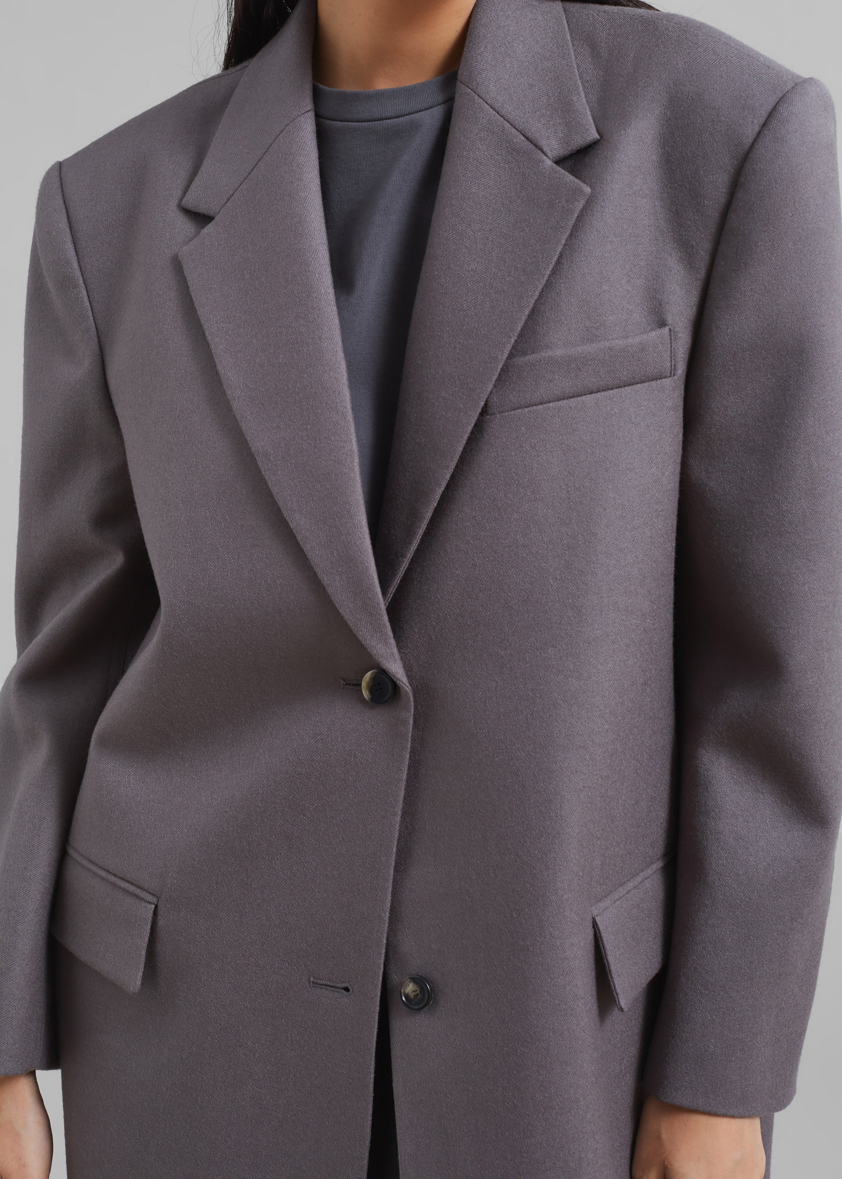 Silas Oversized Wool Blazer - Grey - 7