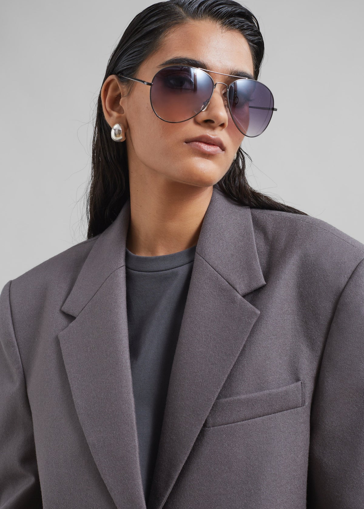 Silas Oversized Wool Blazer - Grey - 6