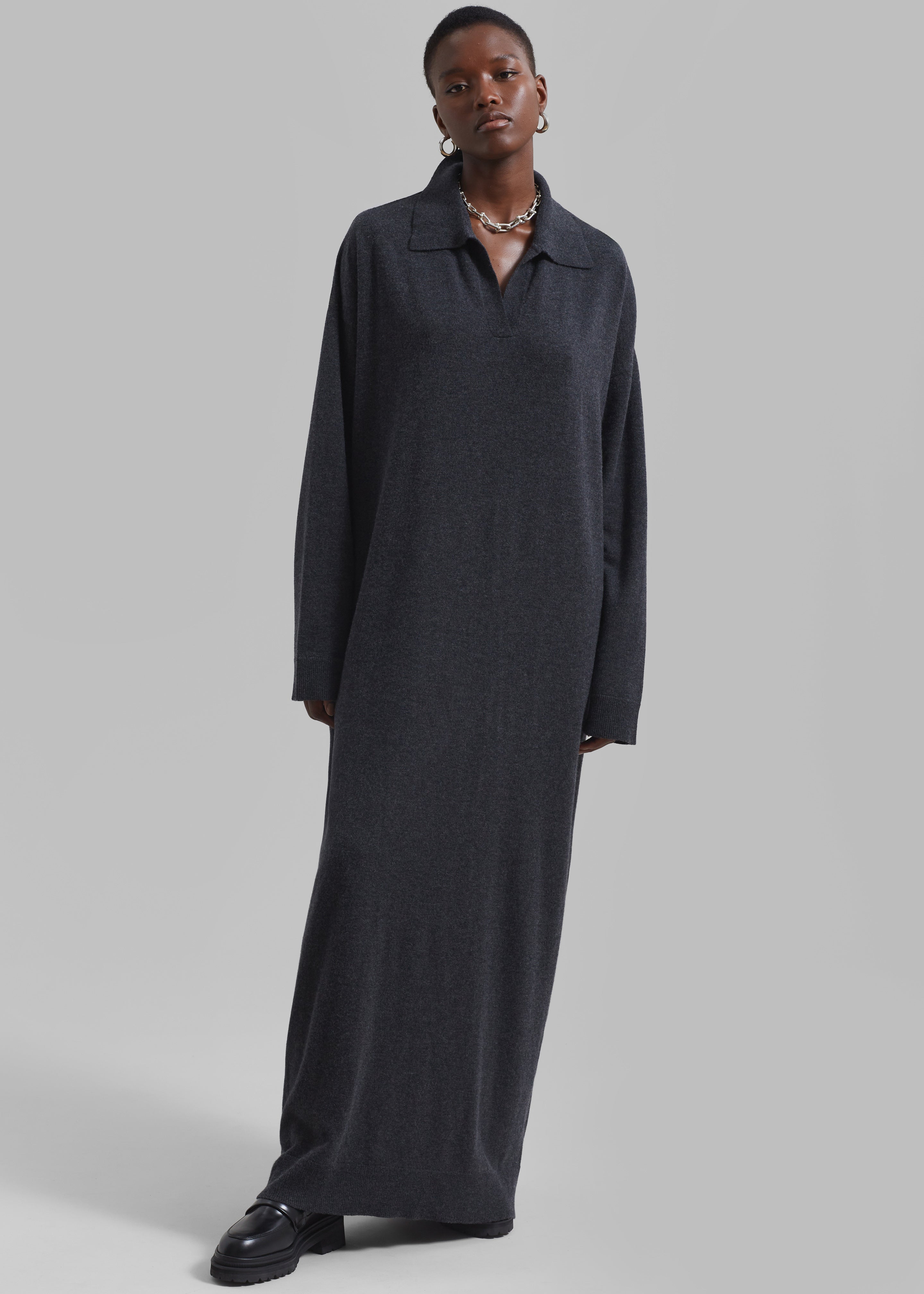 Siobhan Long Knit Dress - Charcoal - 3