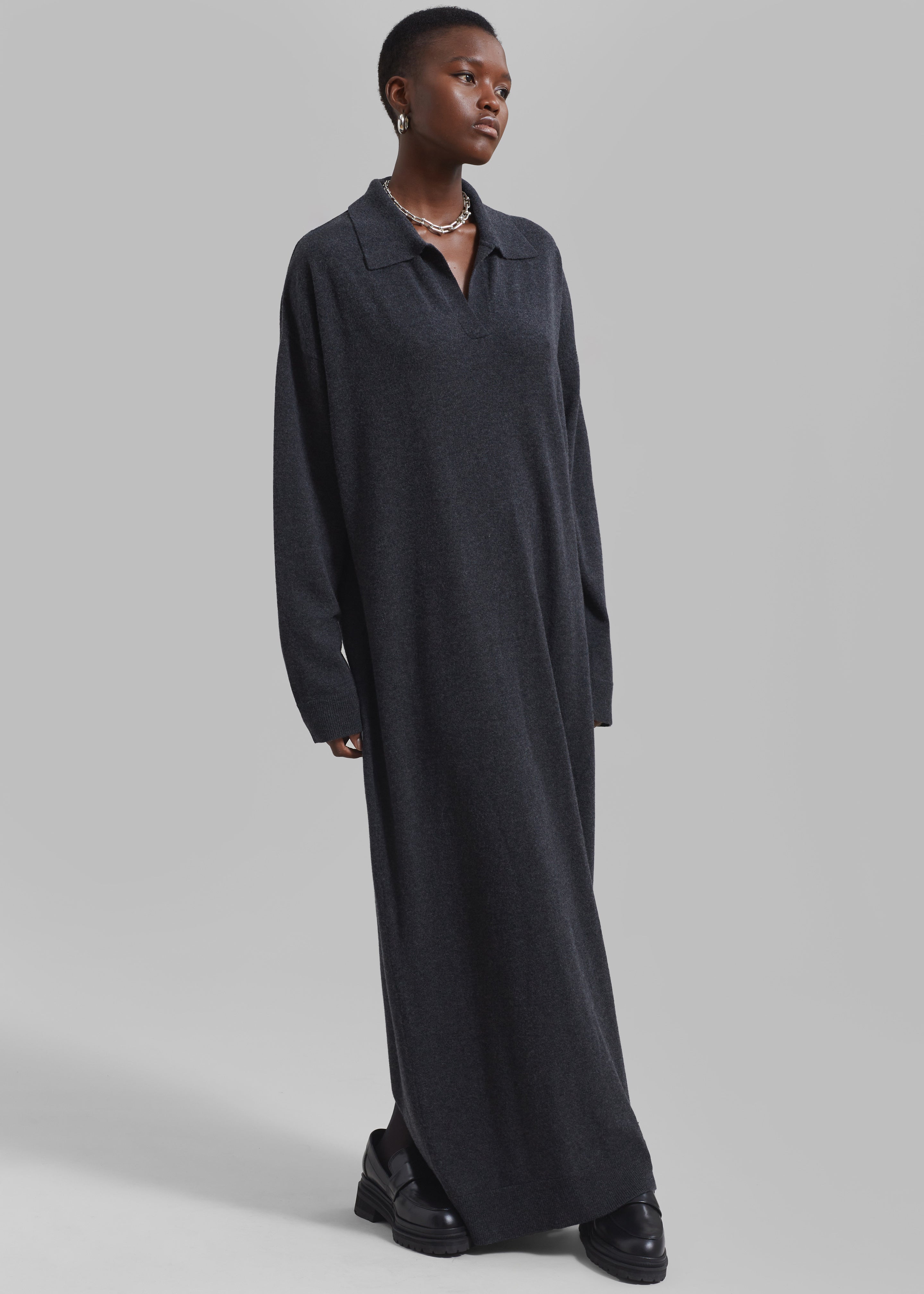 Siobhan Long Knit Dress - Charcoal - 9