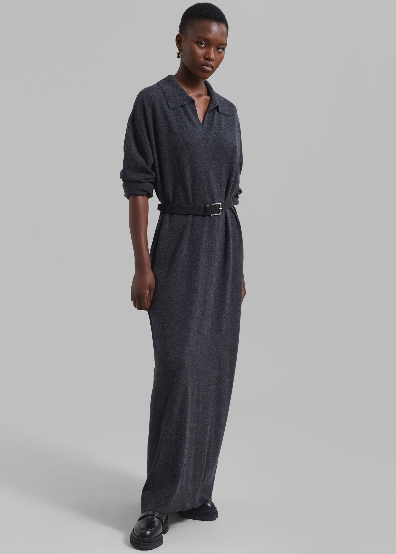 Siobhan Long Knit Dress - Charcoal