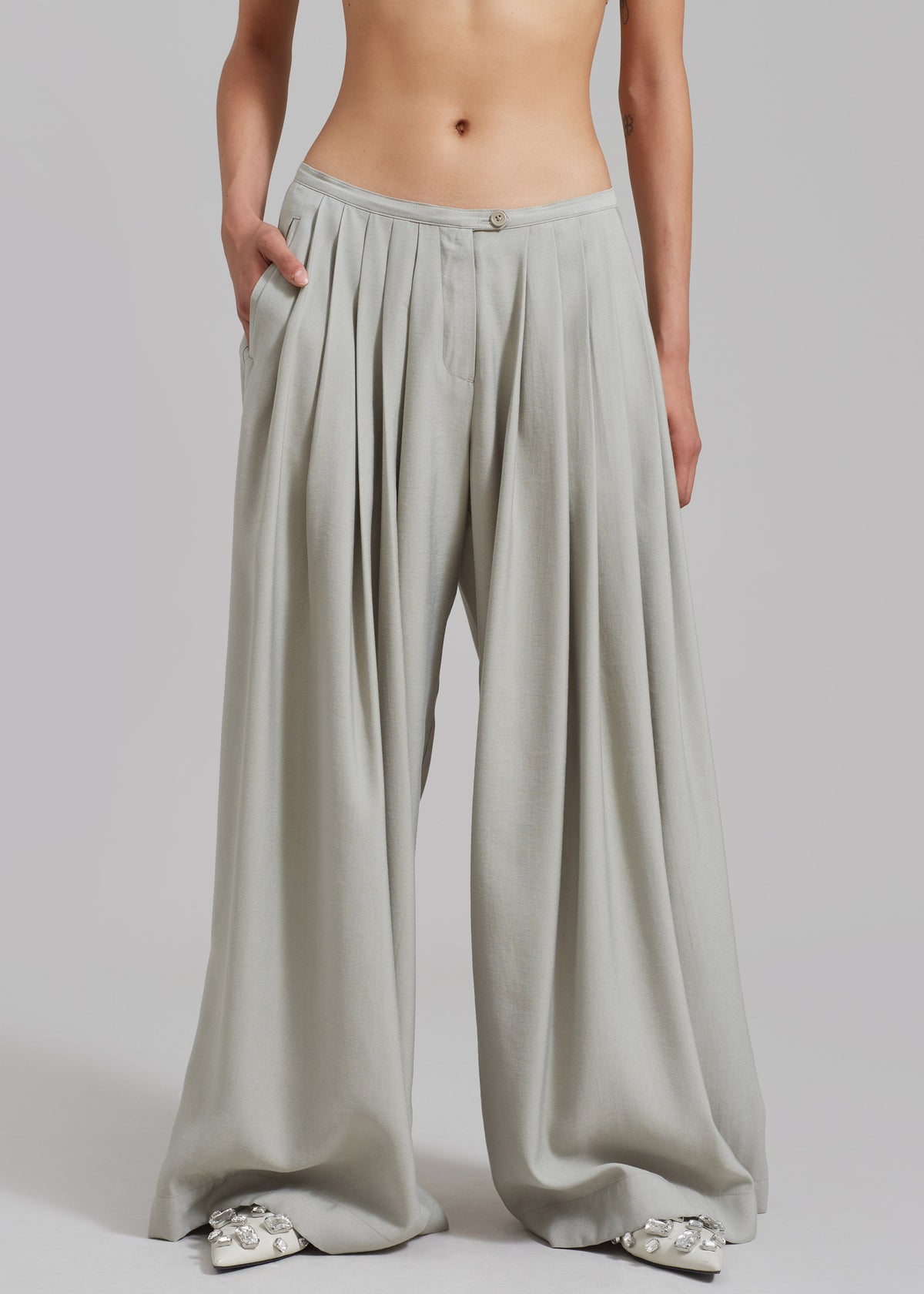 Sloane Wide Leg Trousers - Grey - 10