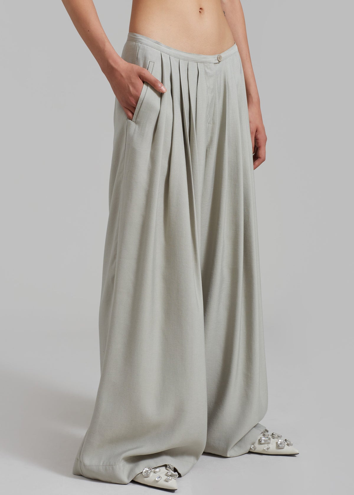 Sloane Wide Leg Trousers - Grey - 9