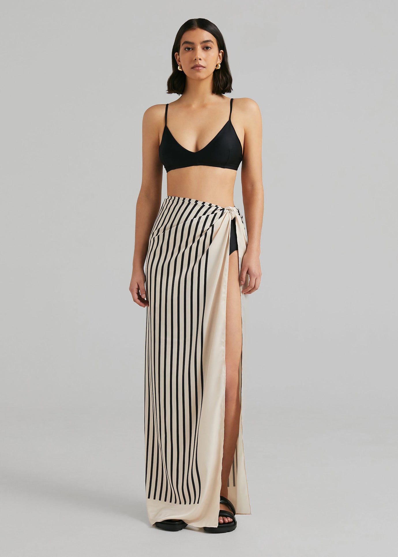 Solaqua The Sarong - Ecru with Black Stripes