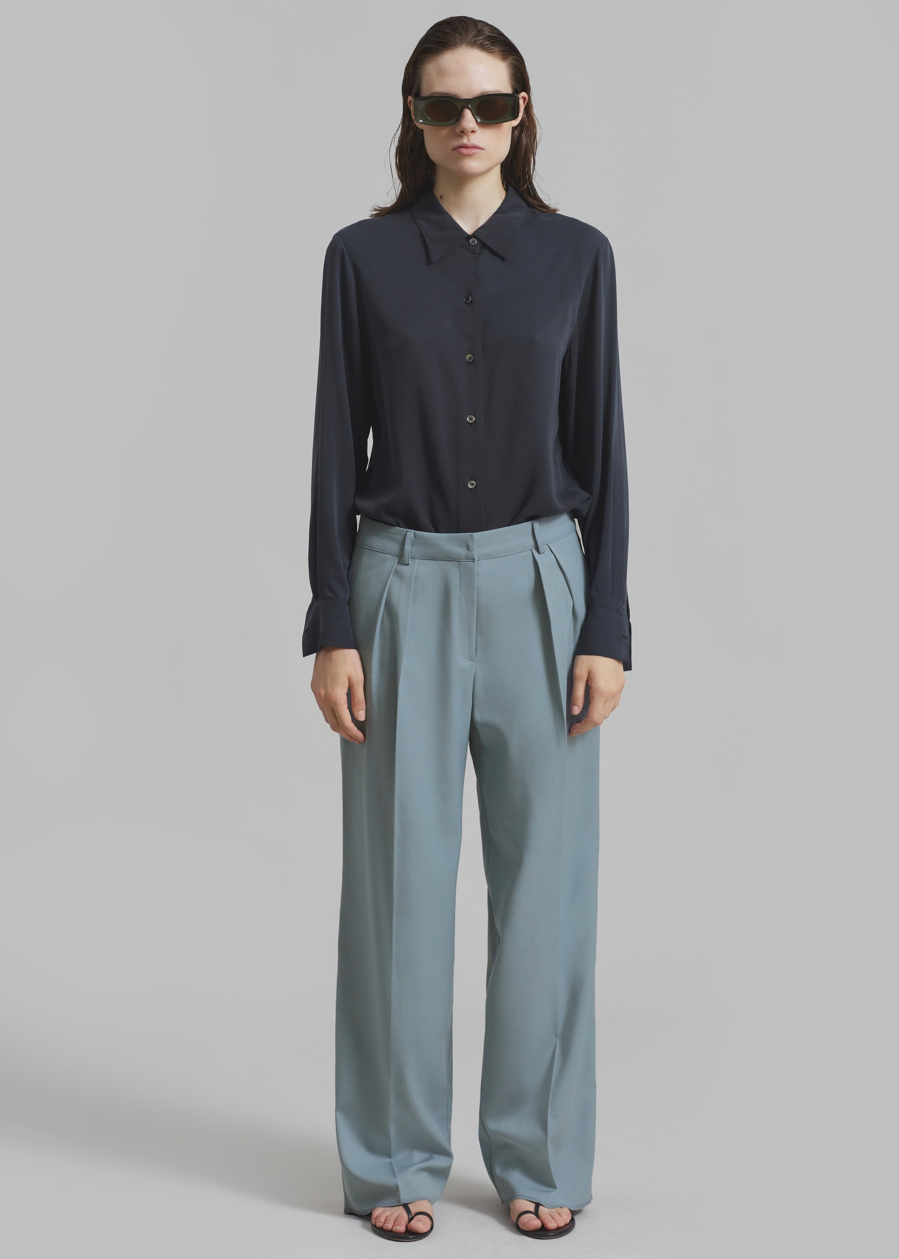Spencer Pleated Pants - Dusty Blue - 14