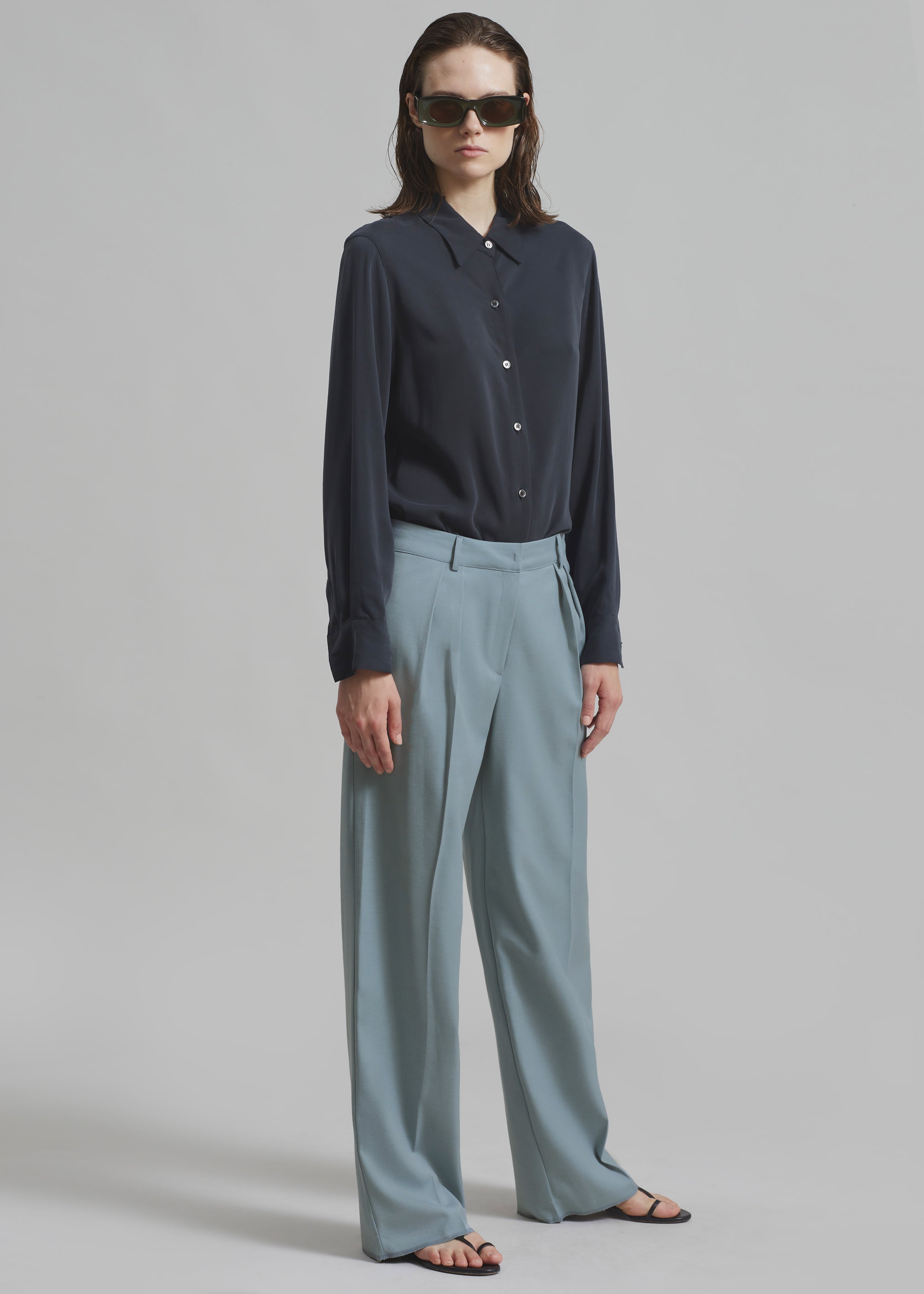 Spencer Pleated Pants - Dusty Blue - 4