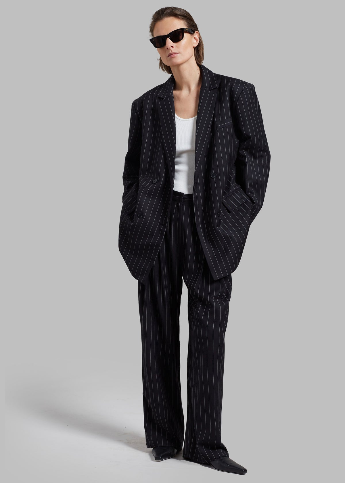 Sybil Blazer - Black Pinstripe - 3