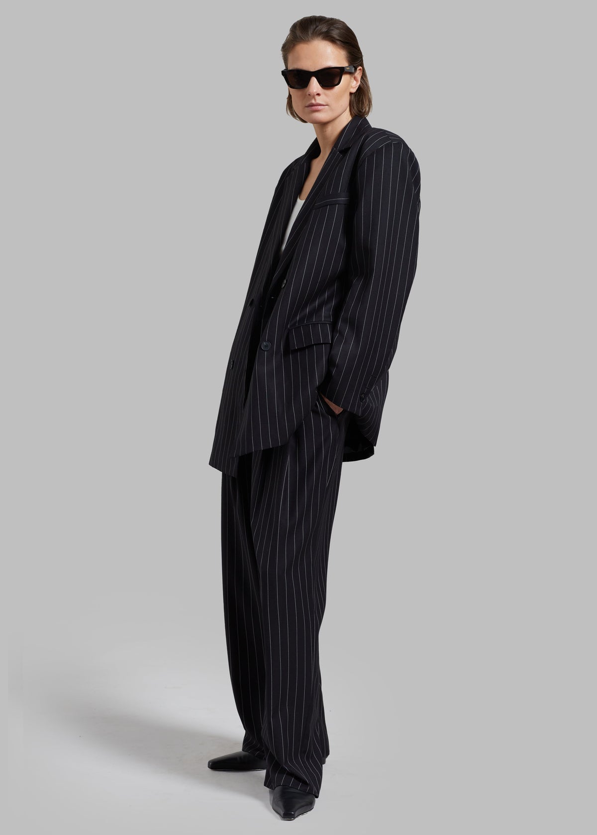 Sybil Blazer - Black Pinstripe - 9